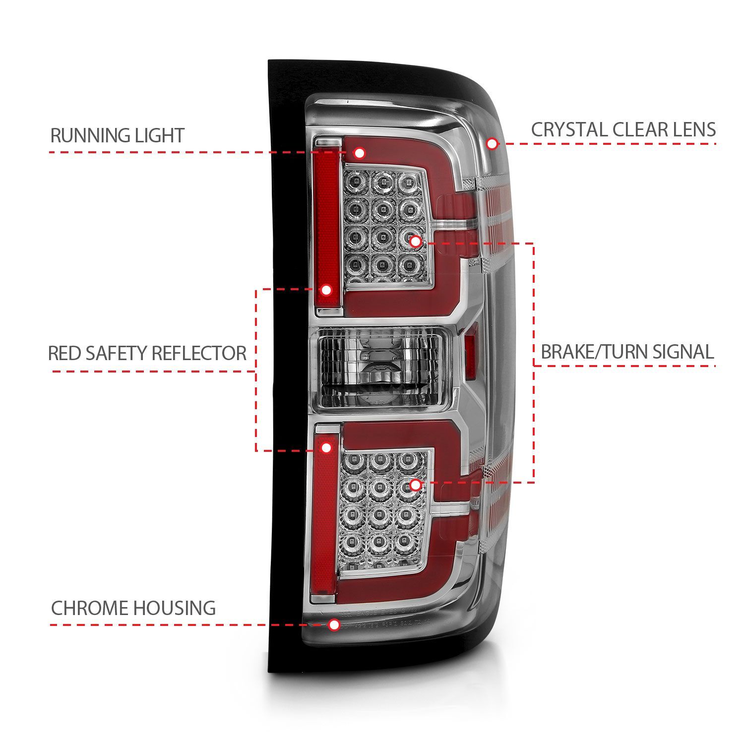 2014-2018 Chevrolet Silverado 1500/2500 HD/3500 HD Anzo LED Tail Lights Chrome W/ Sequential