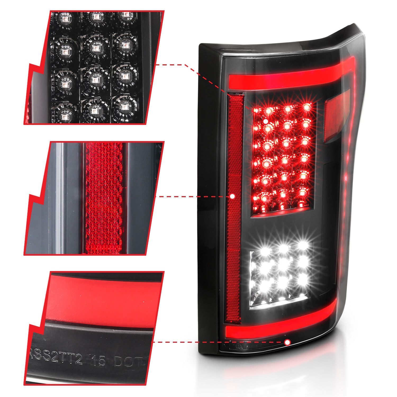 2015-2017 Ford F-150 Anzo LED Tail Lights Black W/ Sequential
