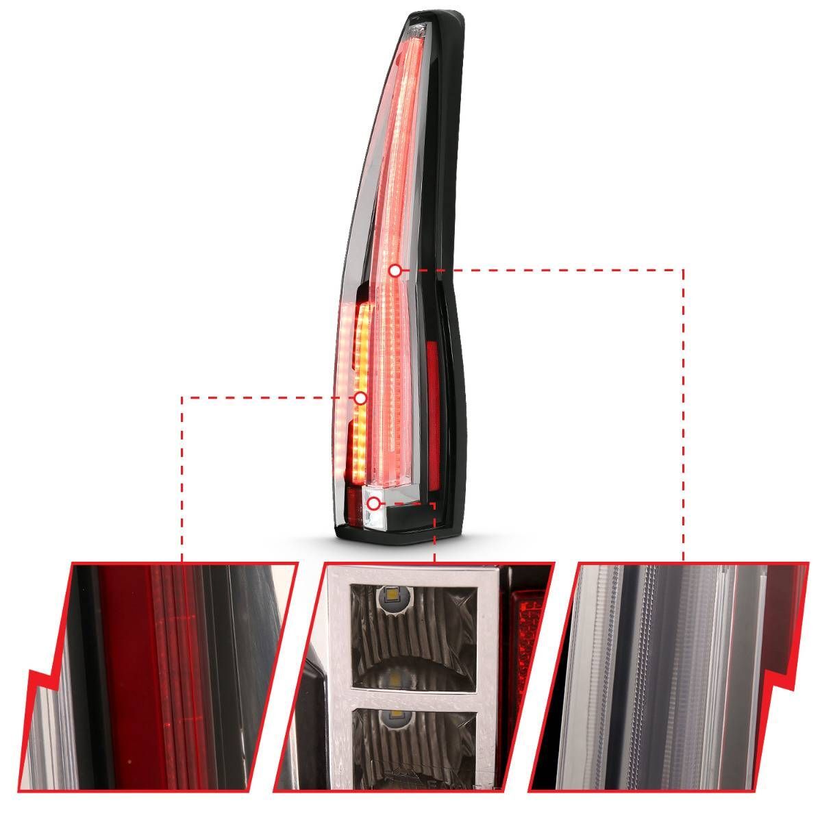 2007-2014 Cadillac Escalade Anzo LED Tail Lights Red/Clear