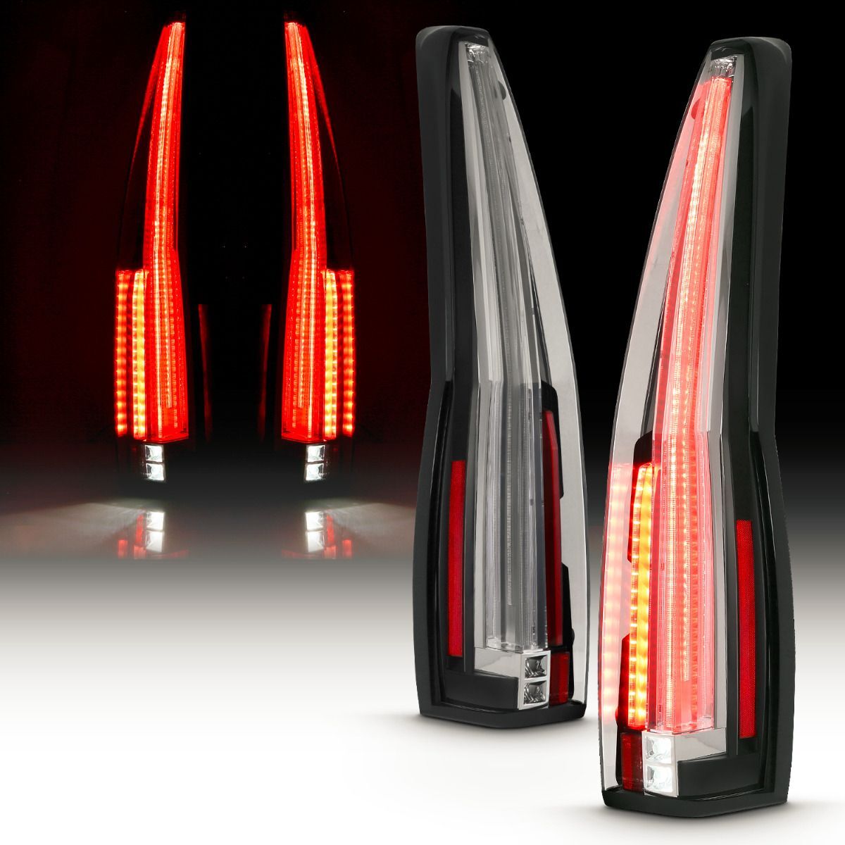2007-2014 Cadillac Escalade Anzo LED Tail Lights Red/Clear