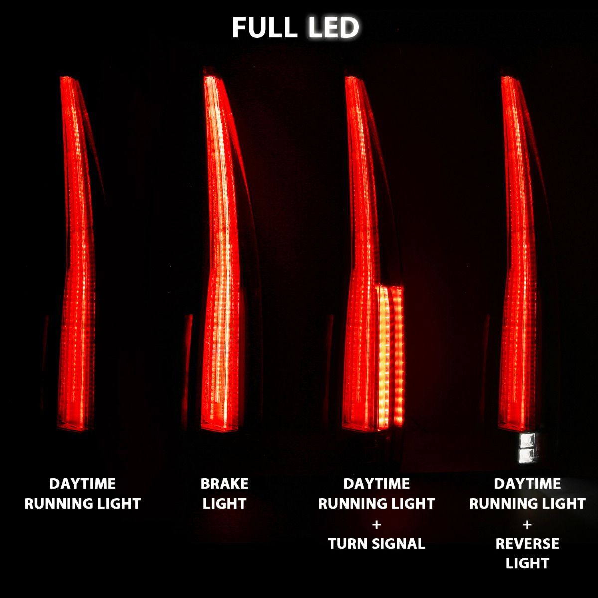 2007-2014 Cadillac Escalade Anzo LED Tail Lights Red/Clear