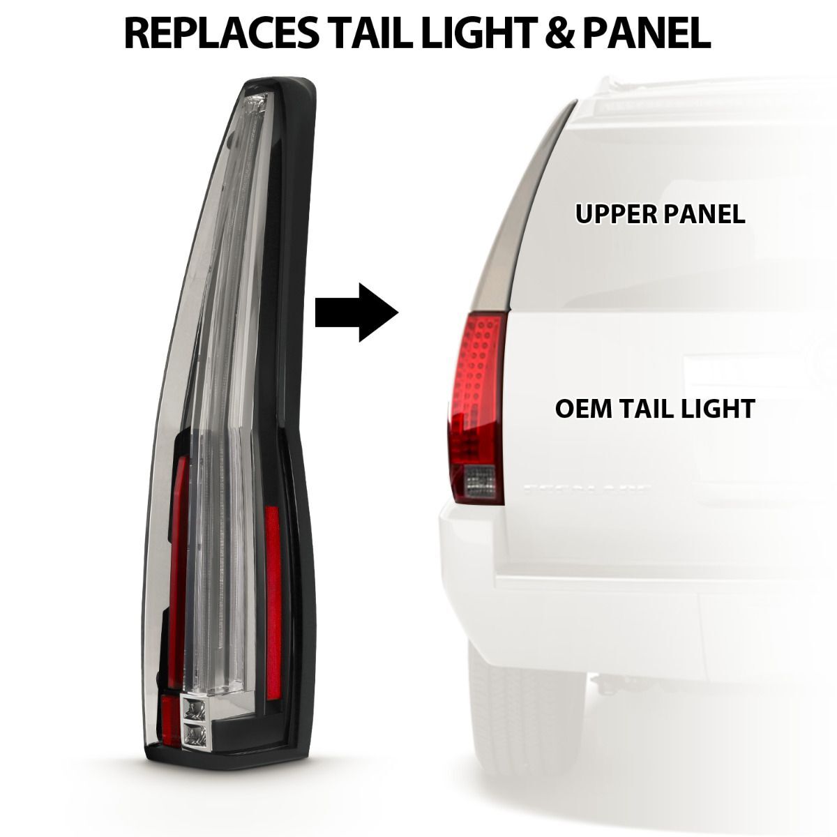 2007-2014 Cadillac Escalade Anzo LED Tail Lights Red/Clear