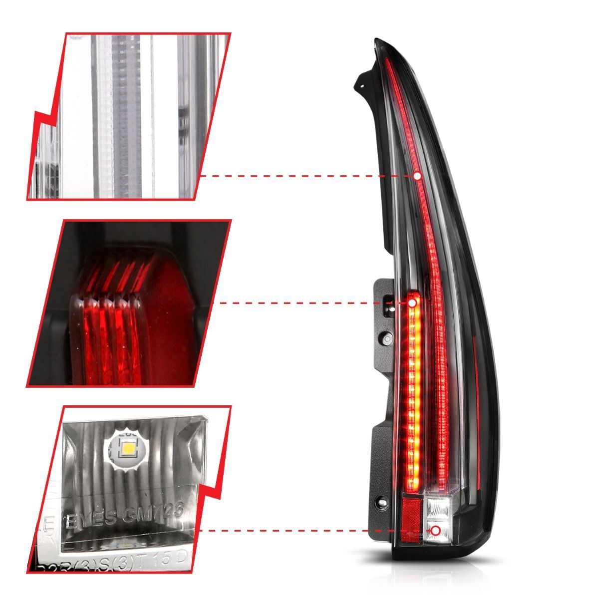 2007-2014 Chevrolet Suburban/Tahoe/Yukon Anzo LED Tail Lights Red/Clear