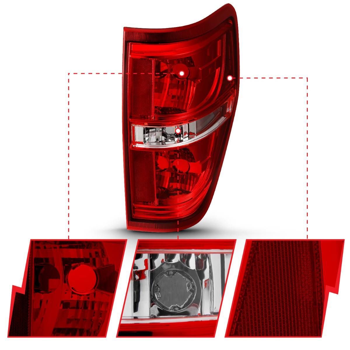 2009-2014 Ford F-150 Anzo Euro Taillight Red/Clear (W/O Bulb)