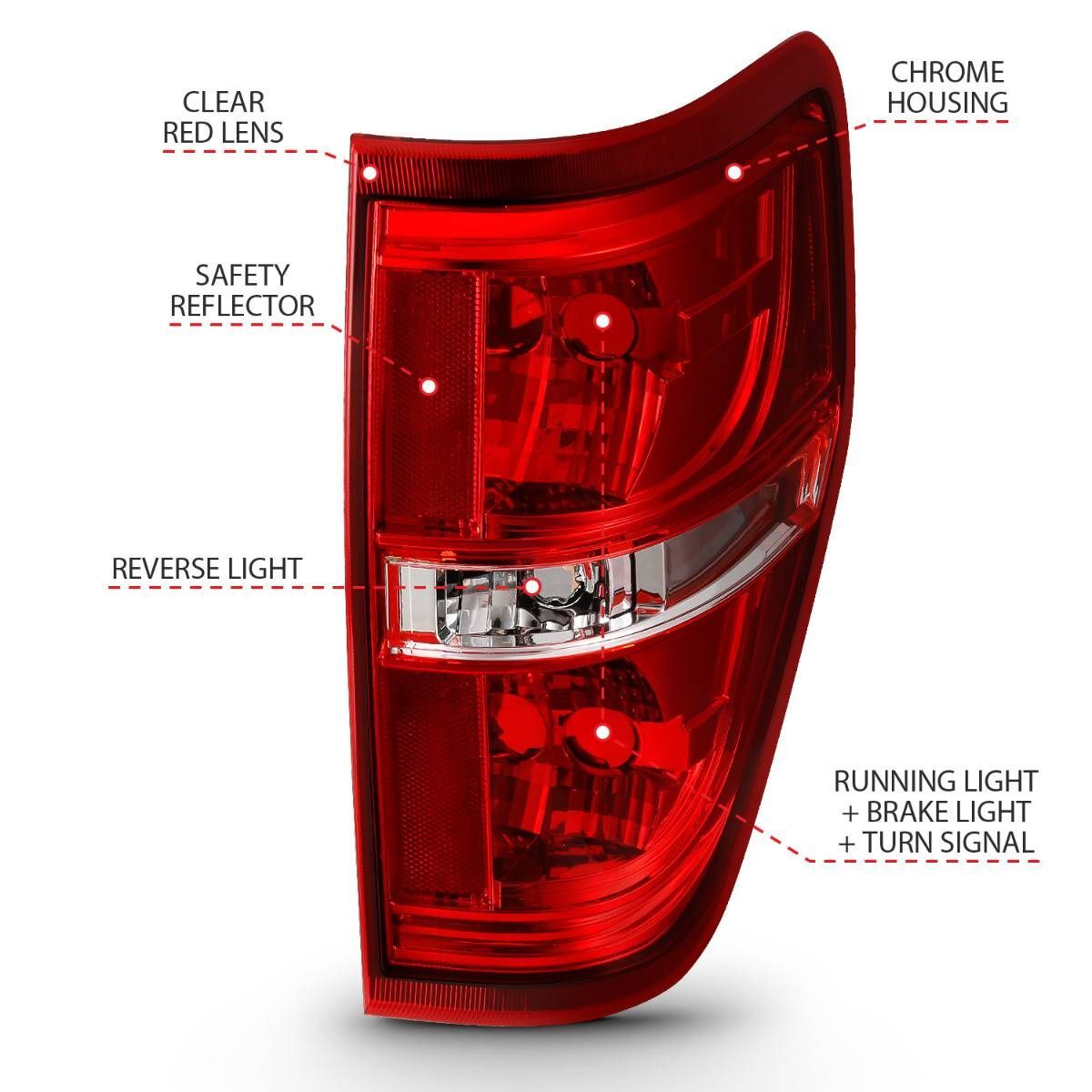 2009-2014 Ford F-150 Anzo Euro Taillight Red/Clear (W/O Bulb)