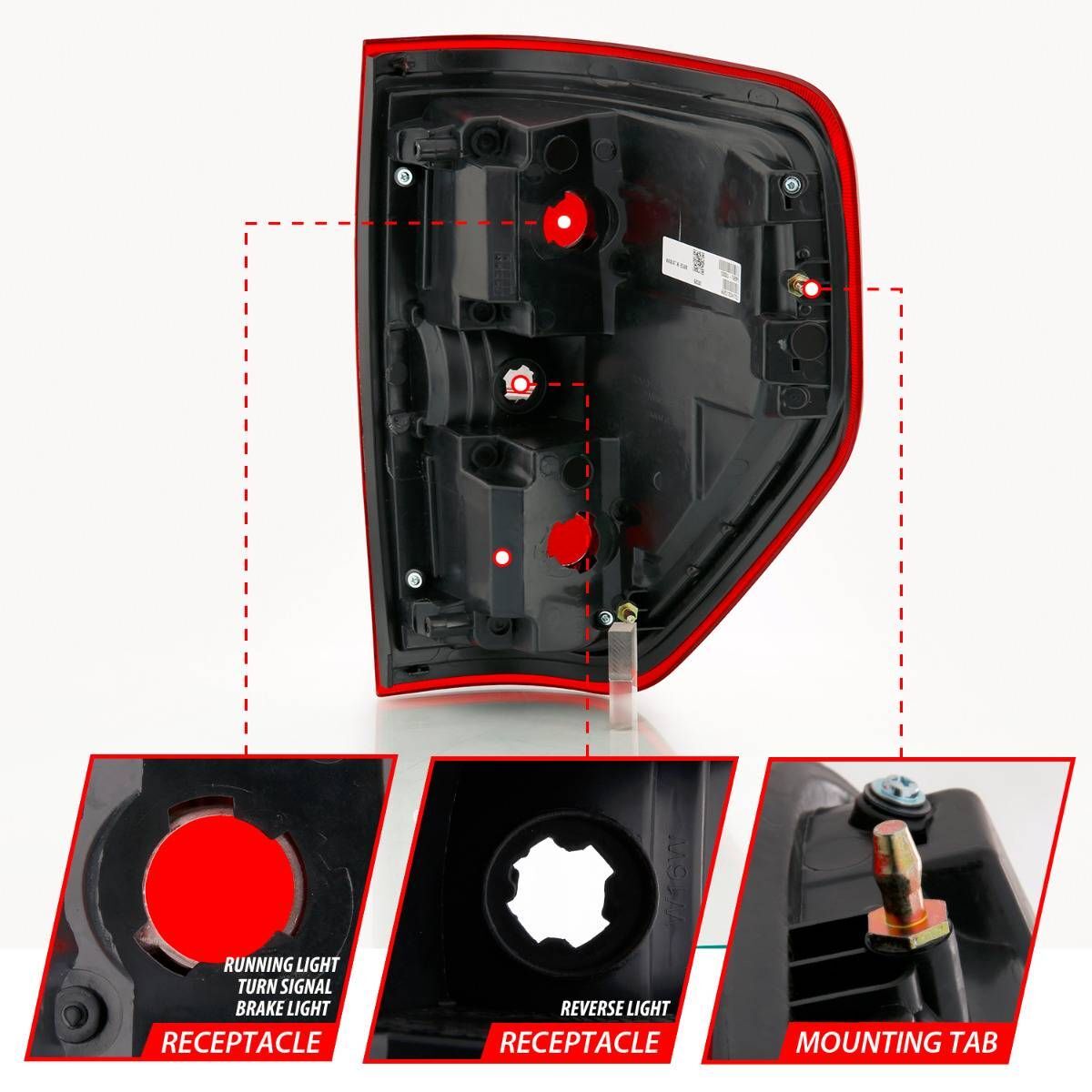 2009-2014 Ford F-150 Anzo Euro Taillight Red/Clear (W/O Bulb)