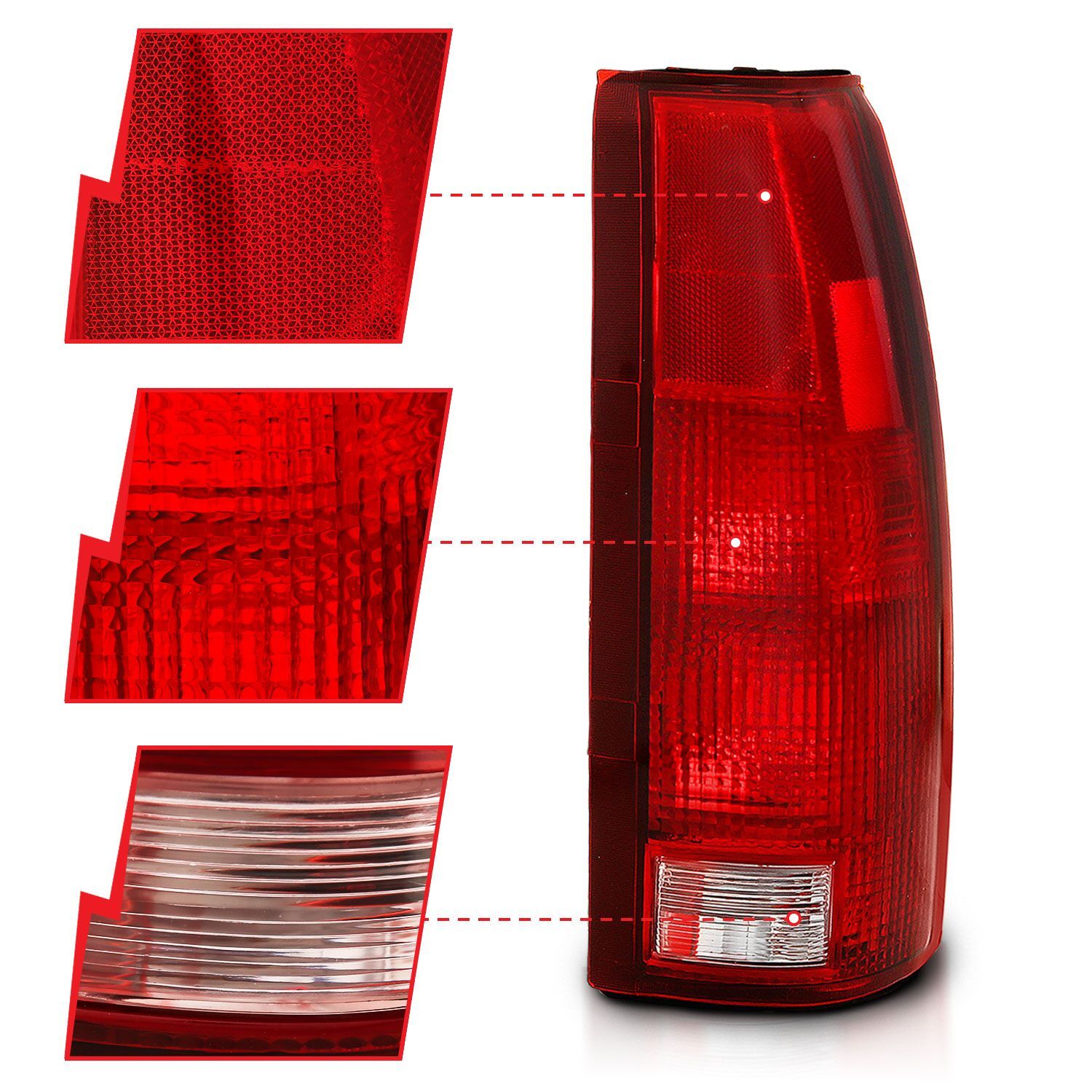 1988-1999 GMC Escalade Anzo Taillight Red/Clear Lens