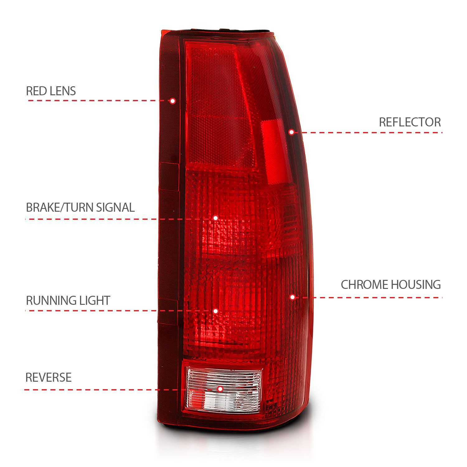 1988-1999 GMC Escalade Anzo Taillight Red/Clear Lens