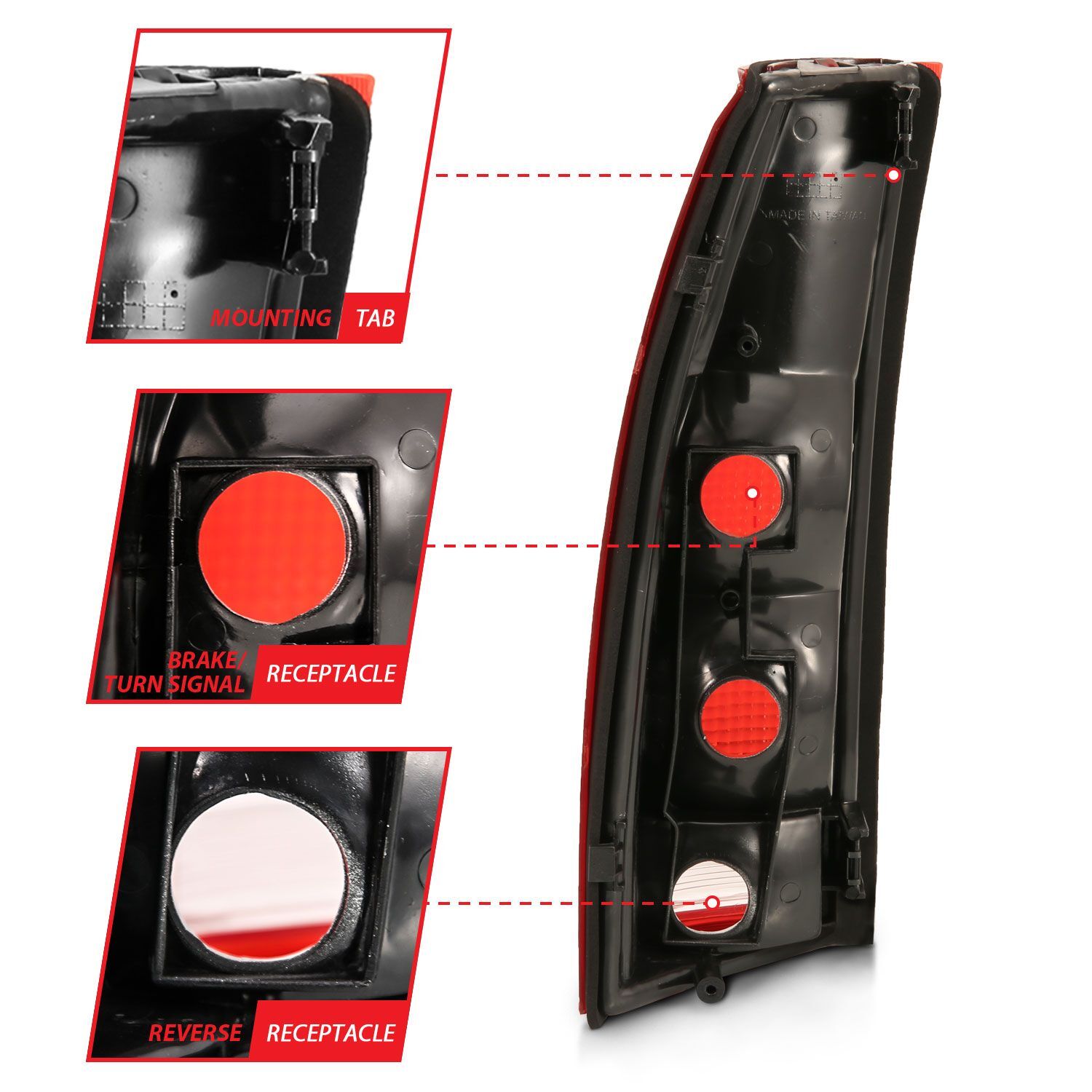 1988-1999 GMC Escalade Anzo Taillight Red/Clear Lens
