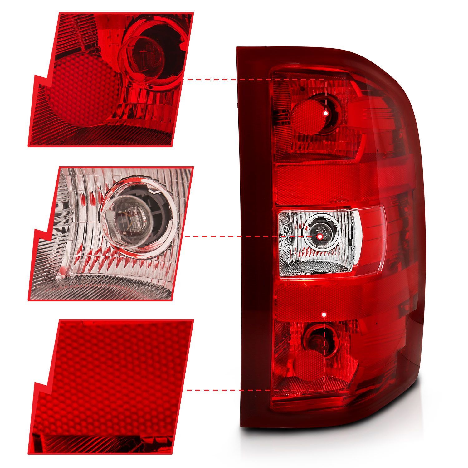 2007-2013 Chevrolet Silverado Anzo Taillight Red/Clear Lens