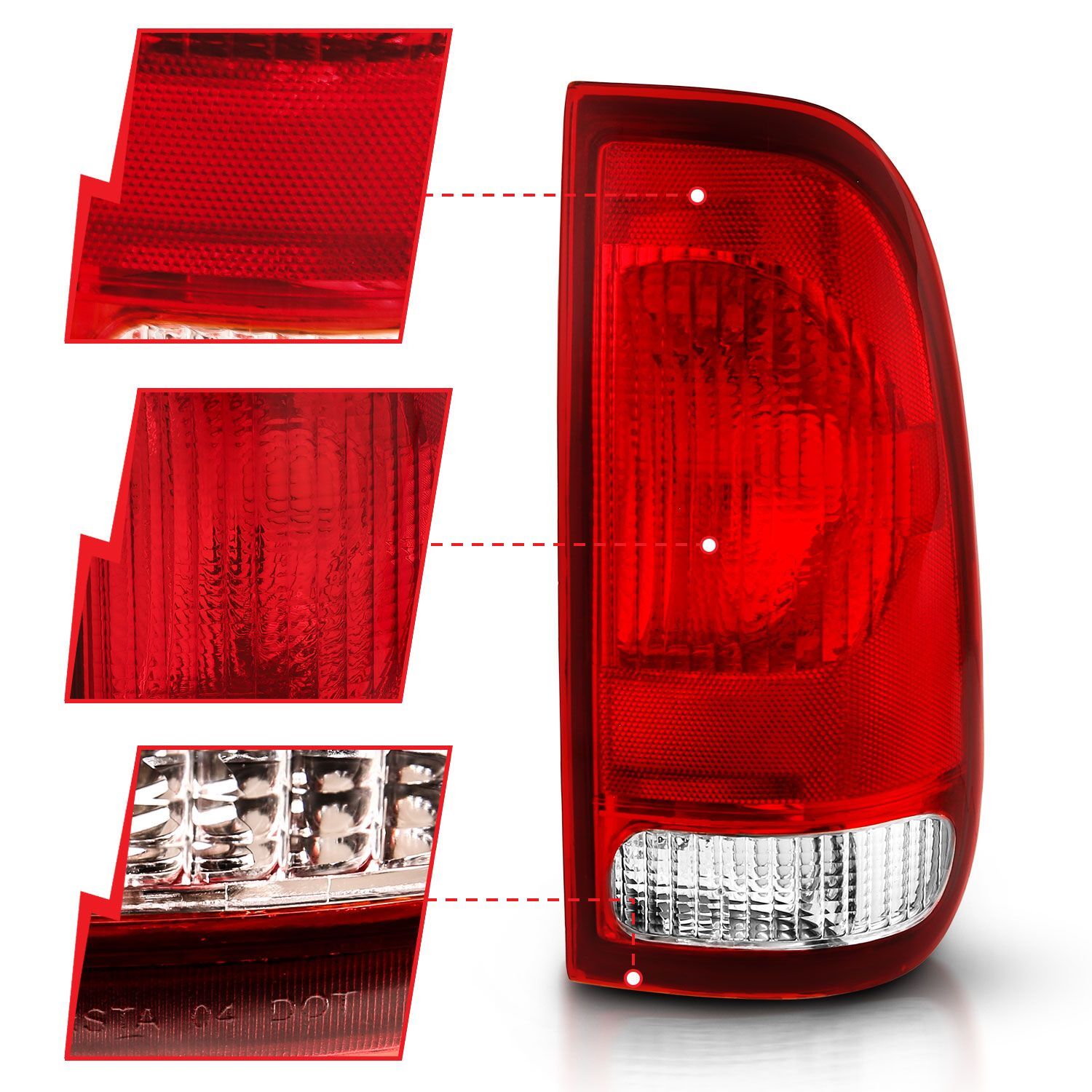 1999-2007 Ford F-150/F-250/F-350/F-450 Super Duty Anzo Taillight Red/Clear Lens