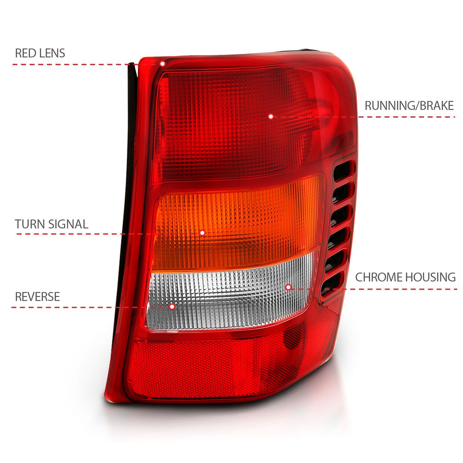 1999-2004 Jeep Grand Cherokee Anzo Taillight Red/Clear Lens