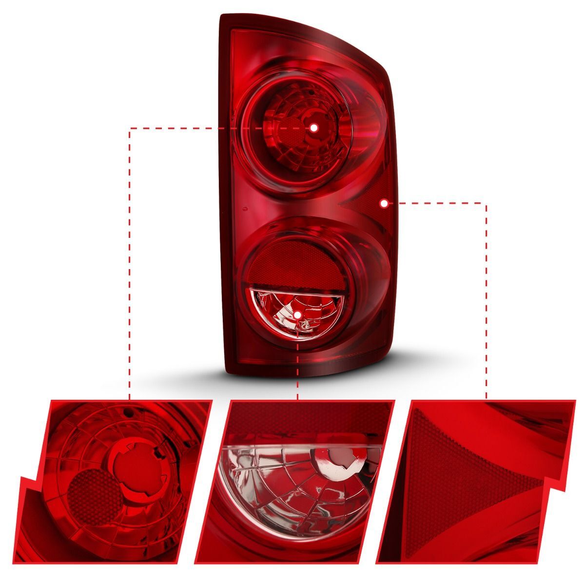 2006-2008 Dodge Ram 1500/2500/3500 Anzo Tail Light Red Lens (Oe)
