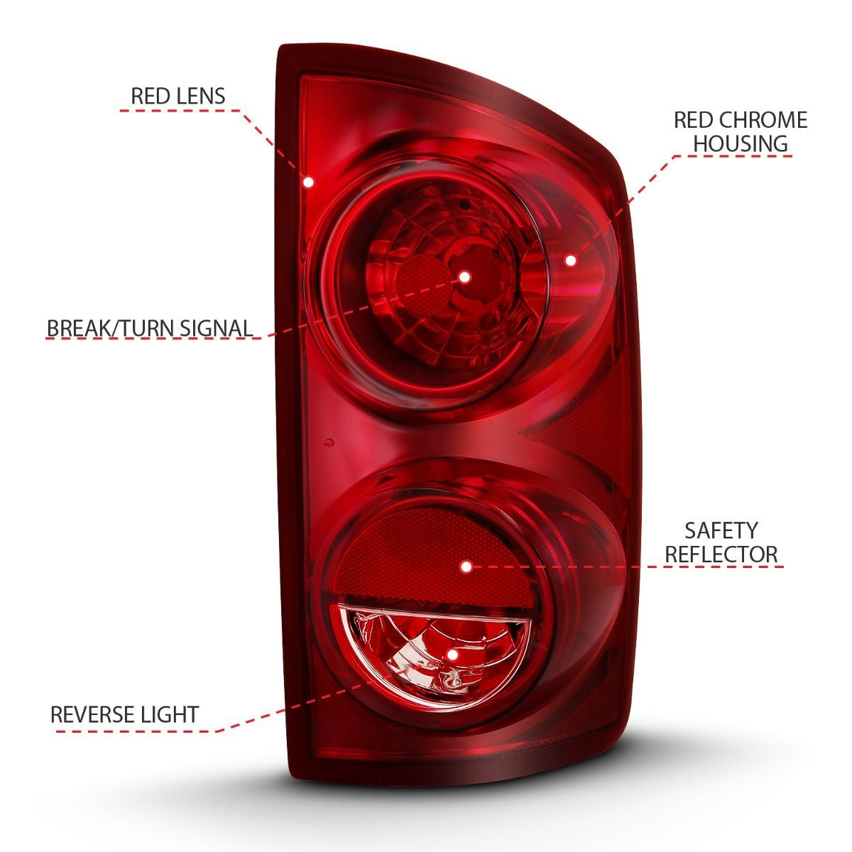 2006-2008 Dodge Ram 1500/2500/3500 Anzo Tail Light Red Lens (Oe)