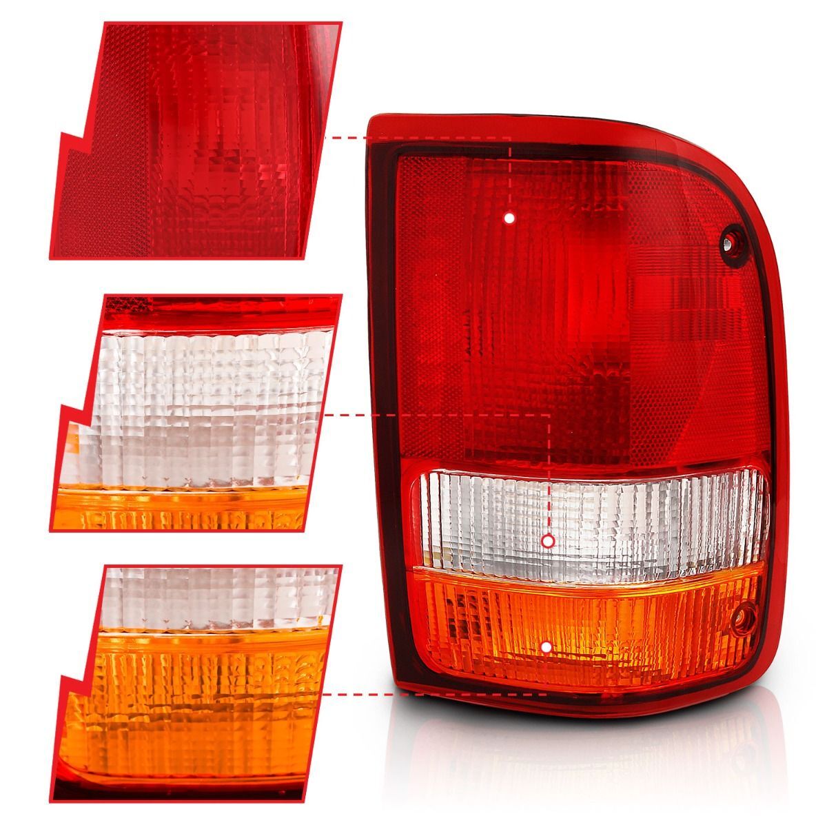 1993-1997 Ford Ranger Anzo Tail Light Red/Cear (Oe)