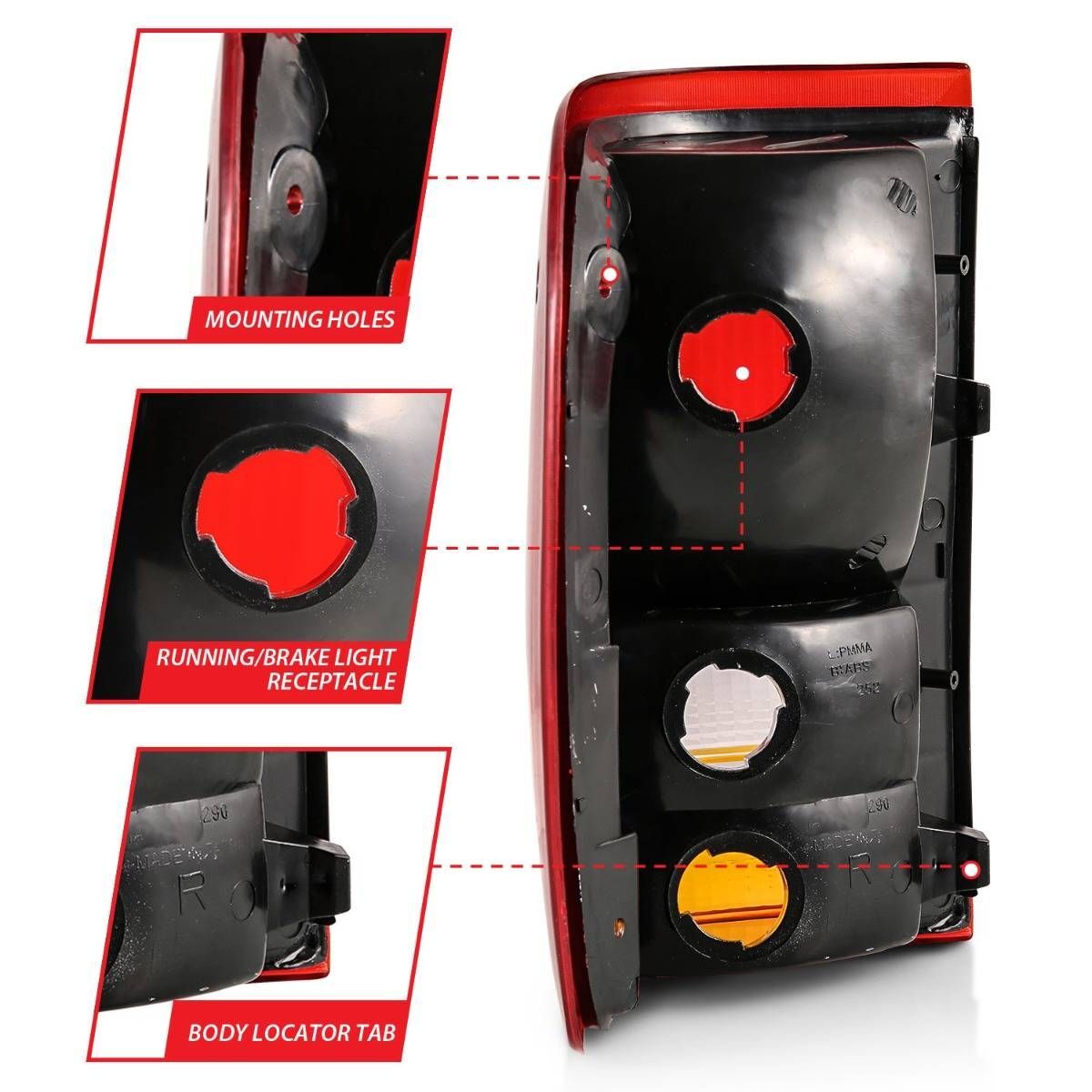 1993-1997 Ford Ranger Anzo Tail Light Red/Cear (Oe)