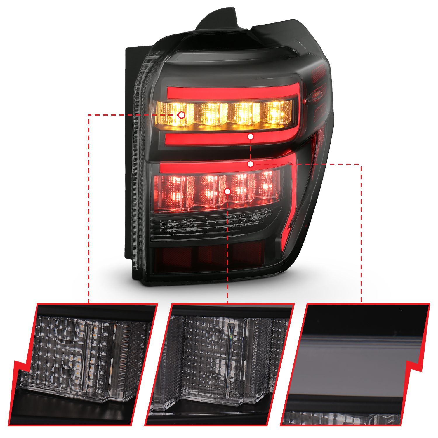 2014-2023 Toyota 4Runner Anzo T.L Black Housing Smoke Lens Red Light Bar W/Sequential