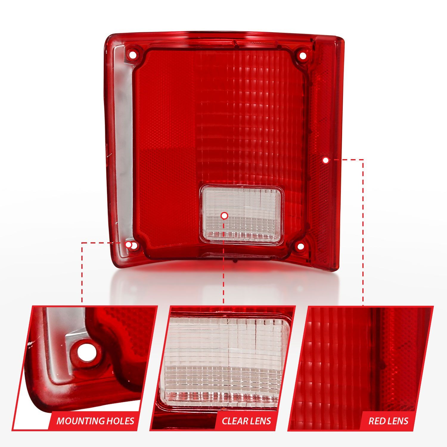 1978-1991 Chevrolet Blazer/Jimmy Anzo Red/Clear Lens W/O Chrome Trim Fleetside