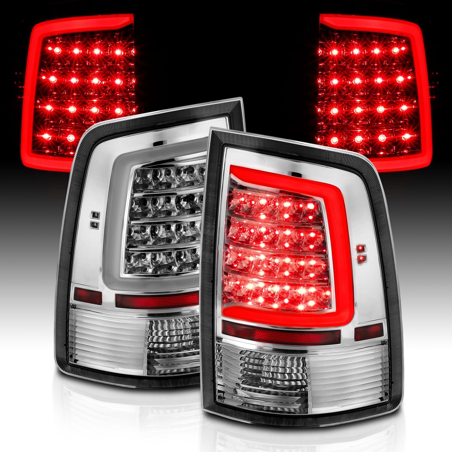 2009-2018 Dodge Ram 1500/2500/3500 Anzo LED Taillight Plank Style Chrome W/Clear Lens