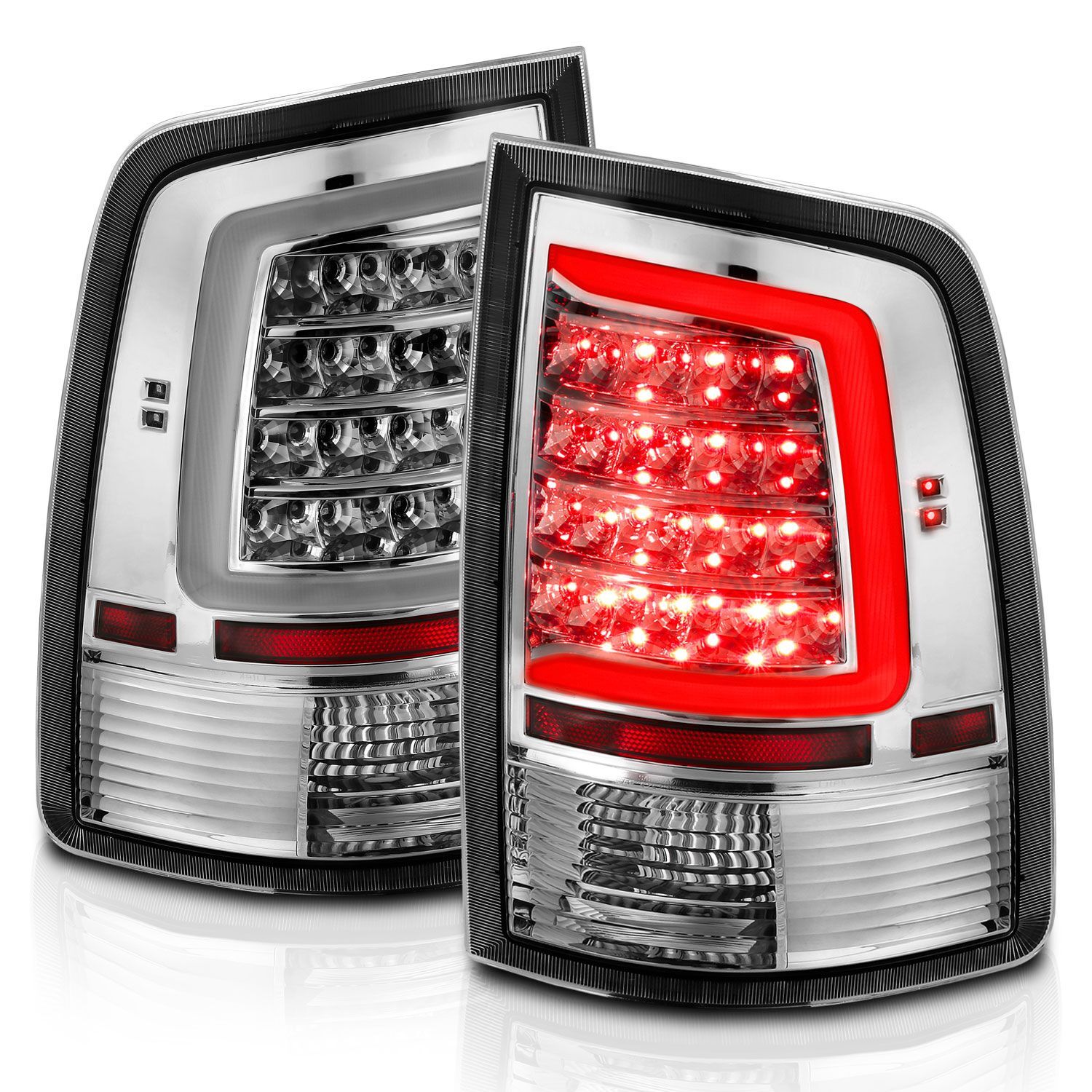 2009-2018 Dodge Ram 1500/2500/3500 Anzo LED Taillight Plank Style Chrome W/Clear Lens - 311320