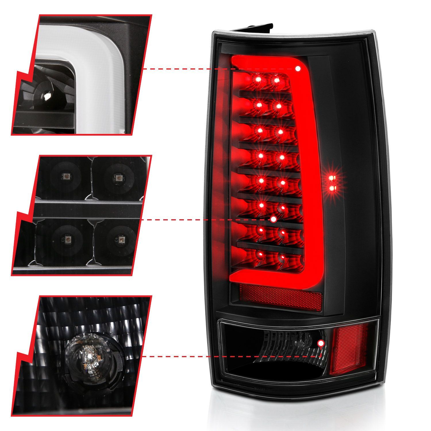 2007-2014 GMC Suburban 1500/Suburban 2500/Tahoe Anzo LED Taiillight Plank Style Black W/Clear Lens