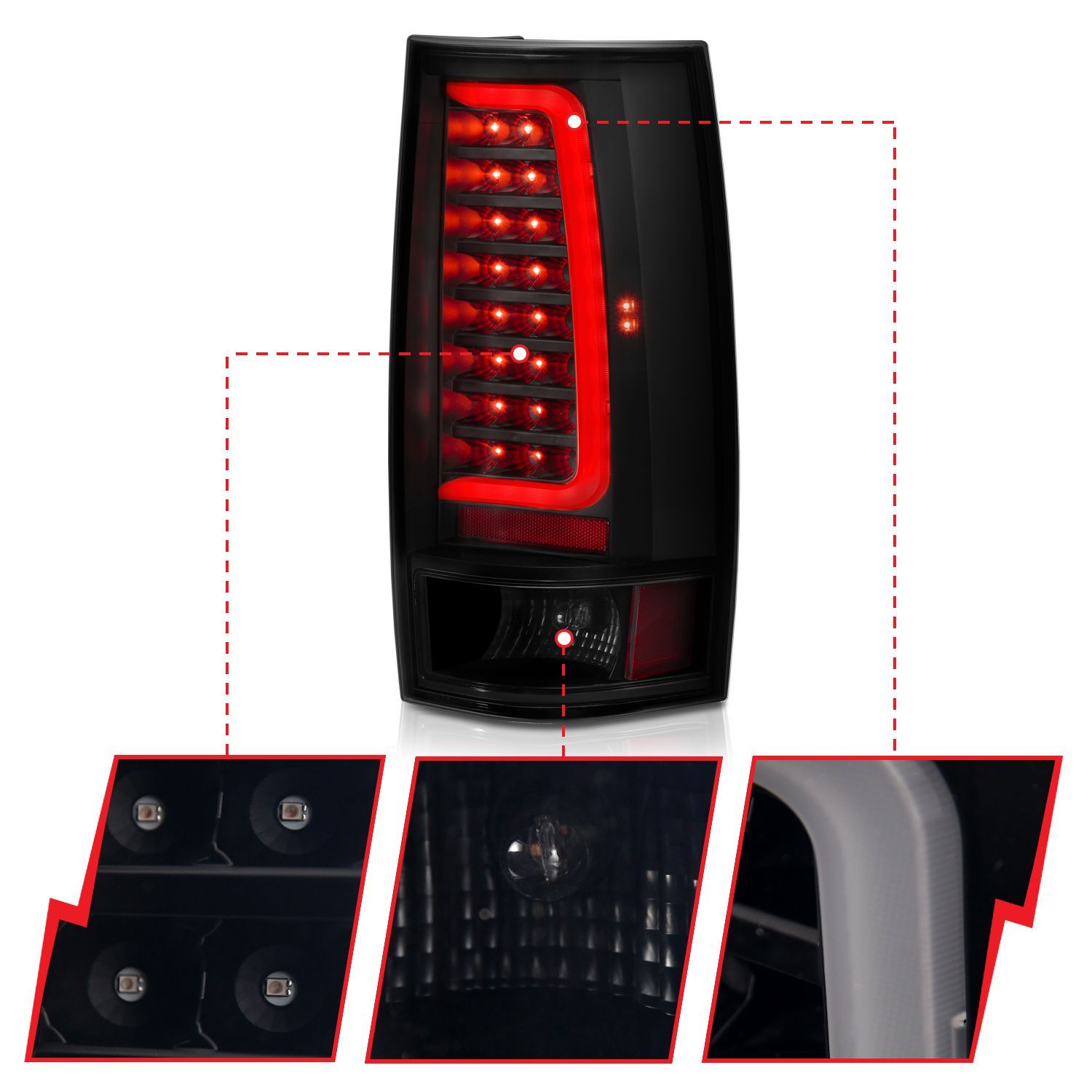 2007-2014 GMC Suburban 1500/Suburban 2500/Tahoe Anzo LED Taiillight Plank Style Black W/Smoke Lens