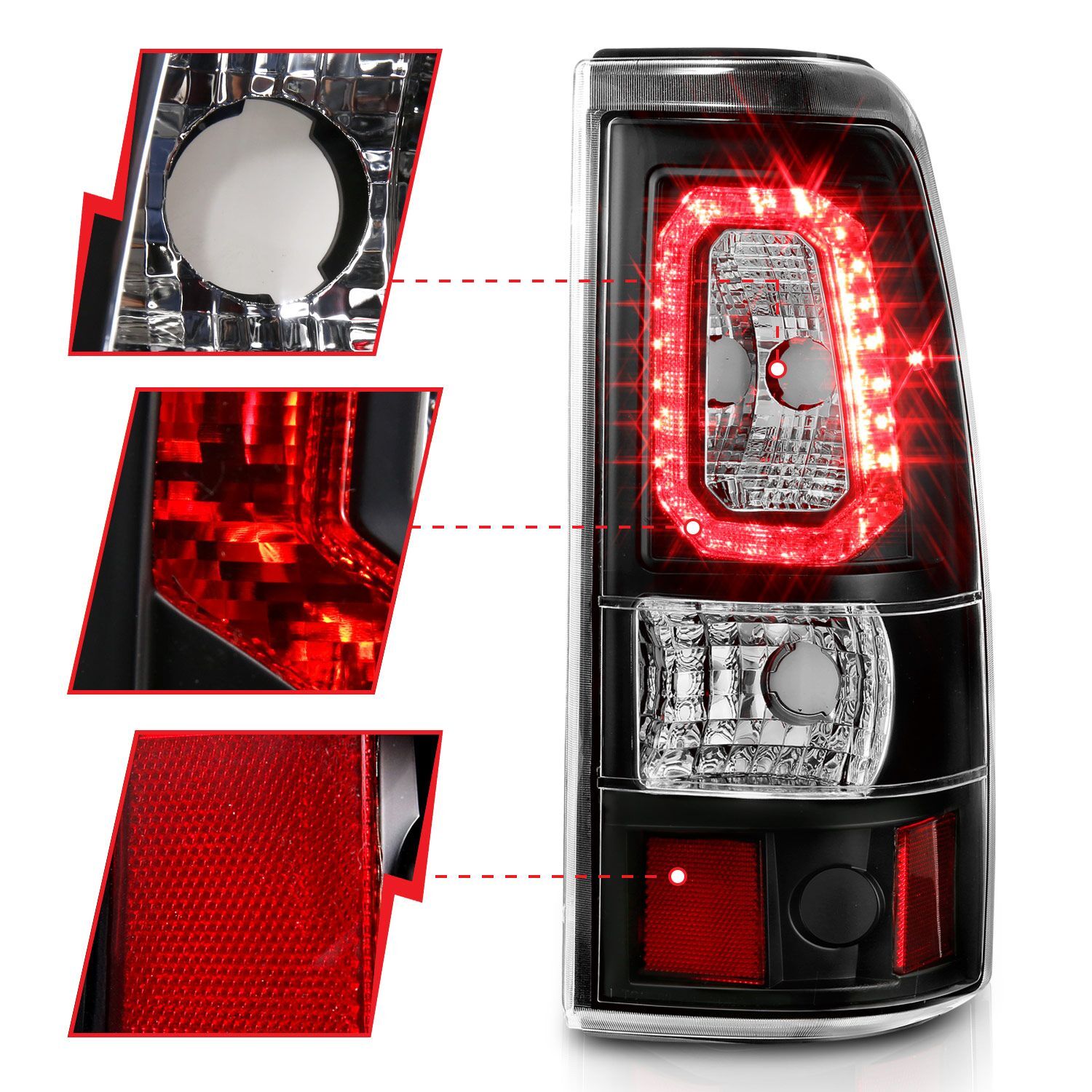 1999-2006 GMC Silverado 1500/2500/3500 Anzo LED Tail Lights Black W/Clear Lens