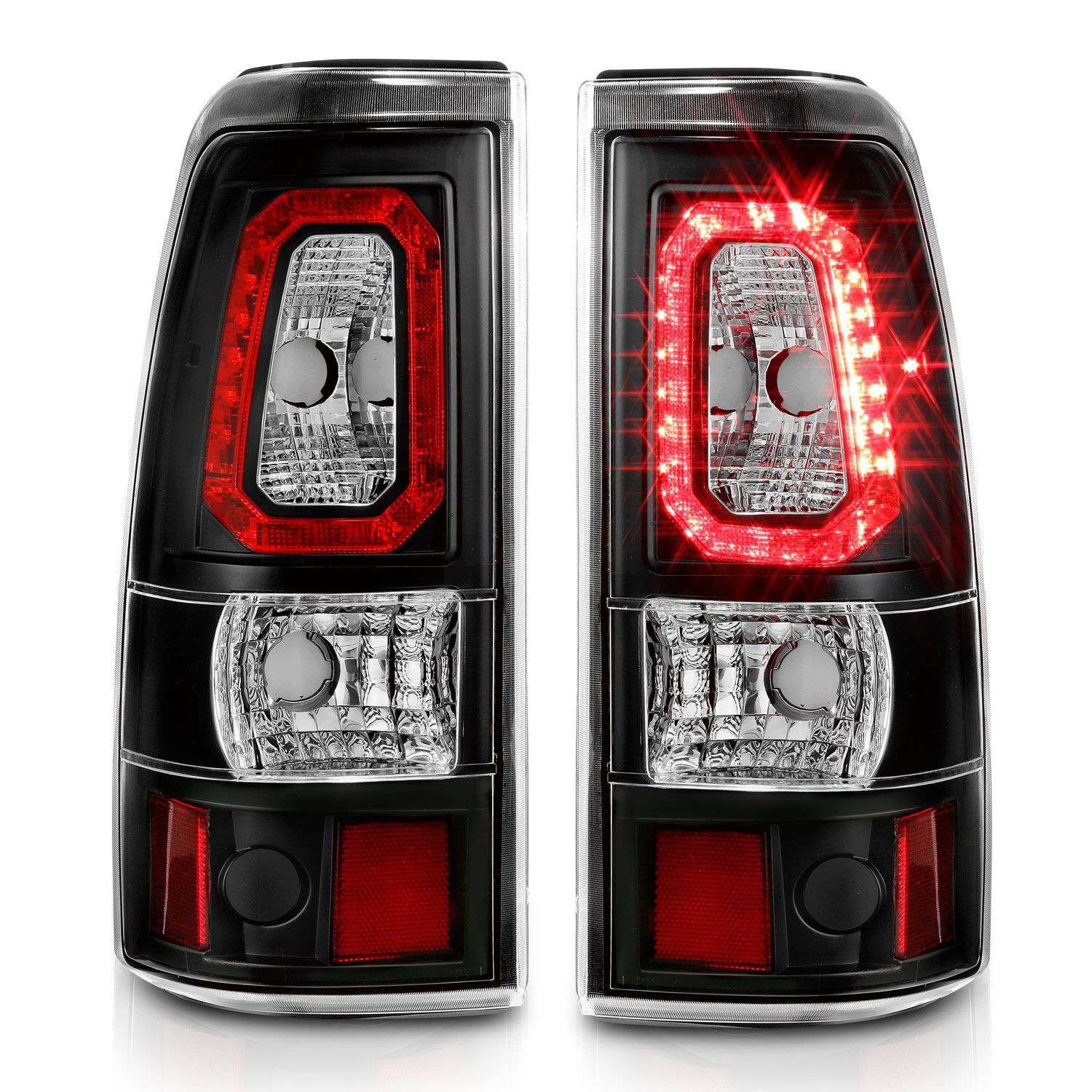 1999-2006 GMC Silverado 1500/2500/3500 Anzo LED Tail Lights Black W/Clear Lens - 311324