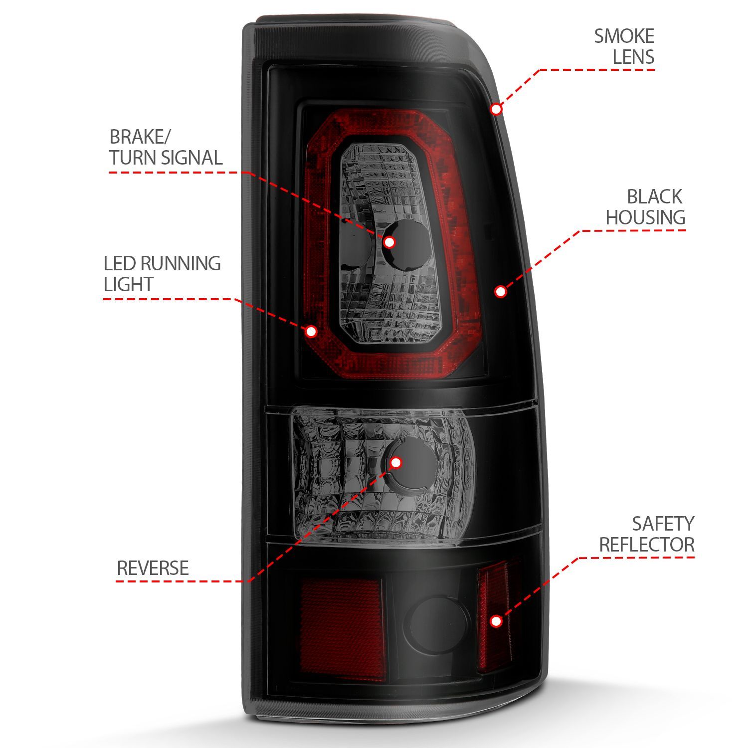 1999-2006 GMC Silverado 1500/2500/3500 Anzo LED Tail Lights Black W/Smoke Lens