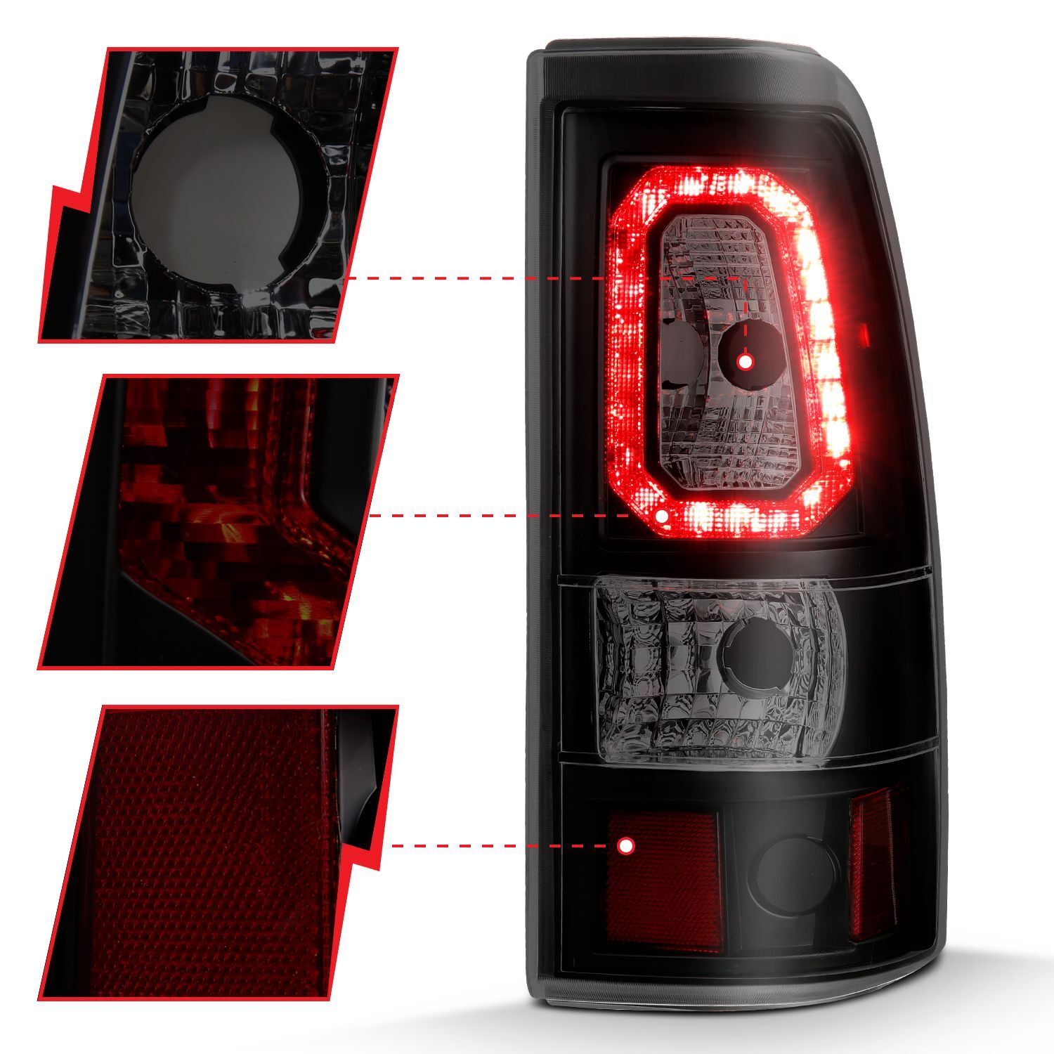 2003-2006 Chevrolet Silverado 1500/2500/3500 Anzo LED Tail Lights Black W/Smoke Lens