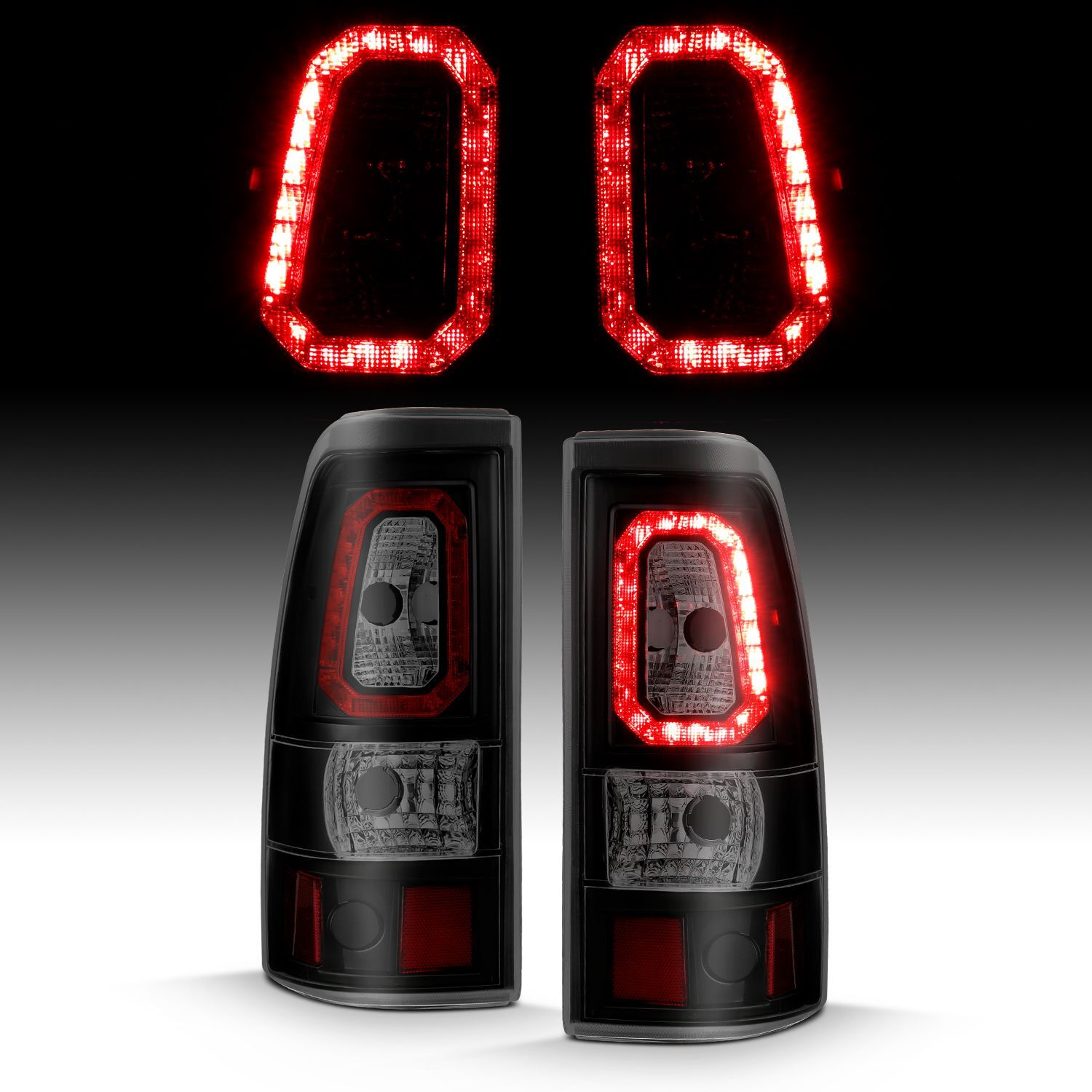 2003-2006 Chevrolet Silverado 1500/2500/3500 Anzo LED Tail Lights Black W/Smoke Lens