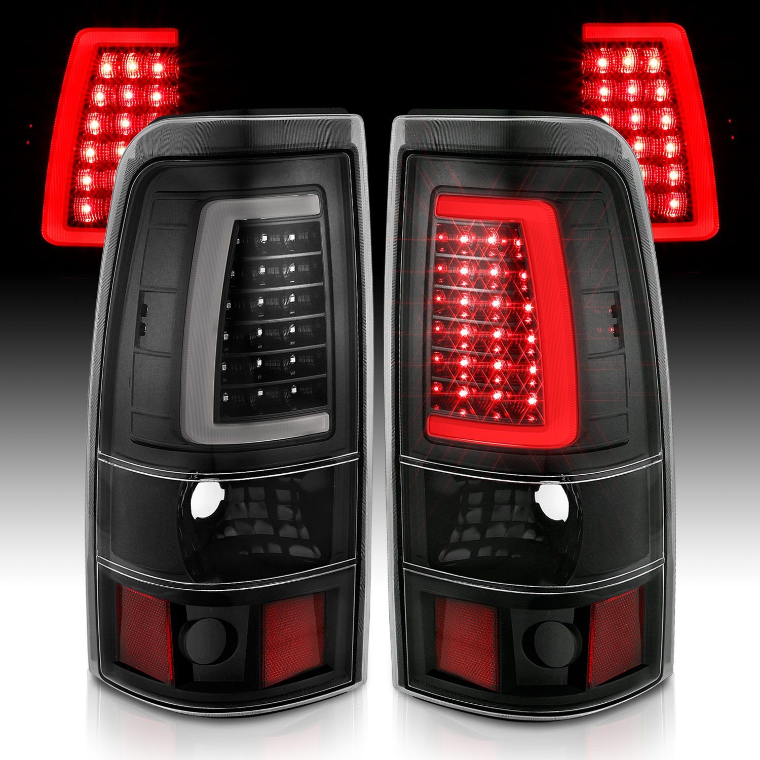 1999-2006 GMC Silverado 1500/2500/3500 Anzo LED Tail Lights Black W/Clear Lens