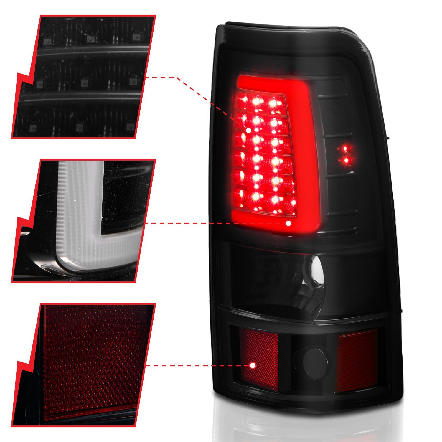 1999-2006 GMC Silverado 1500/2500/3500 Anzo LED Tail Lights Black W/Smoke Lens
