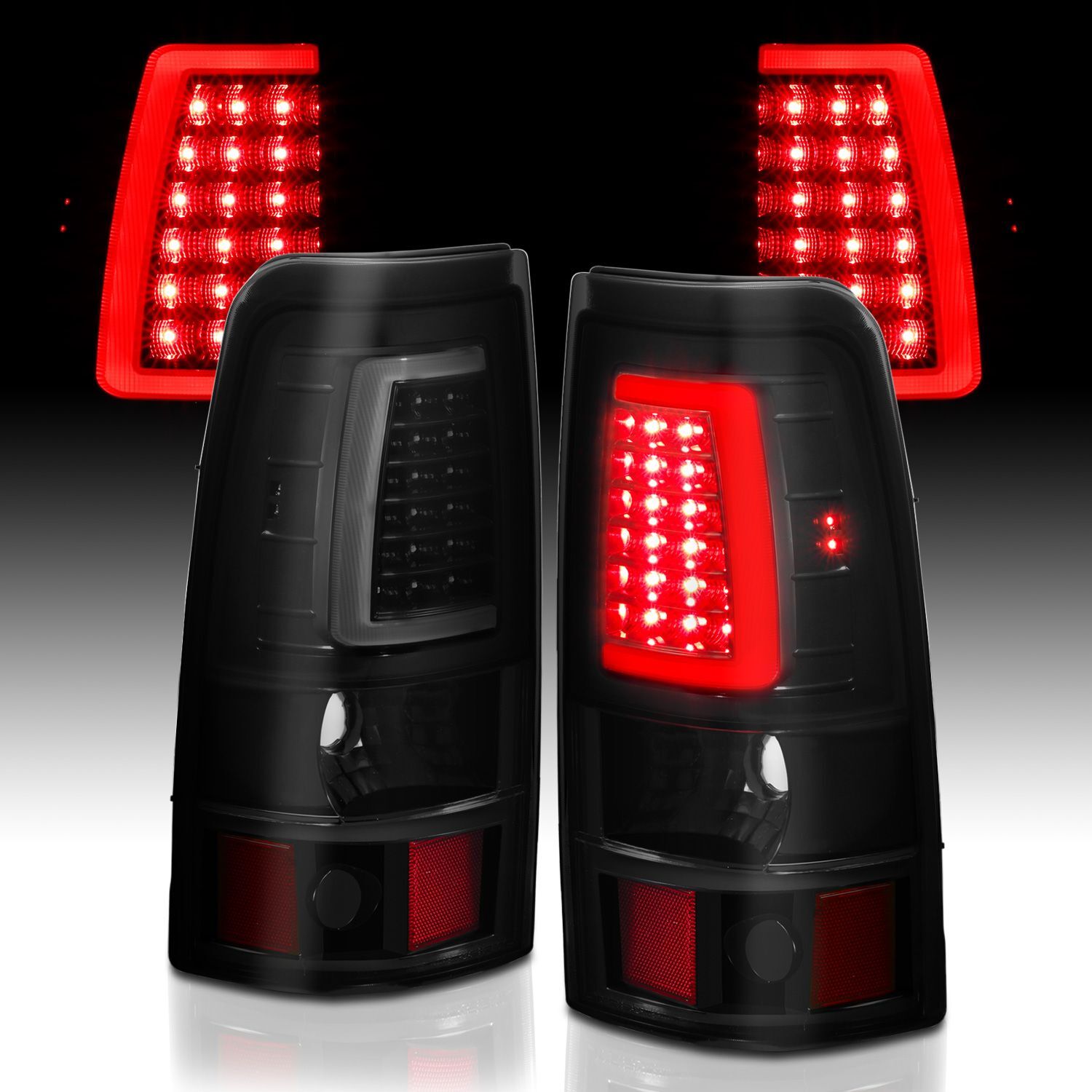 1999-2006 GMC Silverado 1500/2500/3500 Anzo LED Tail Lights Black W/Smoke Lens