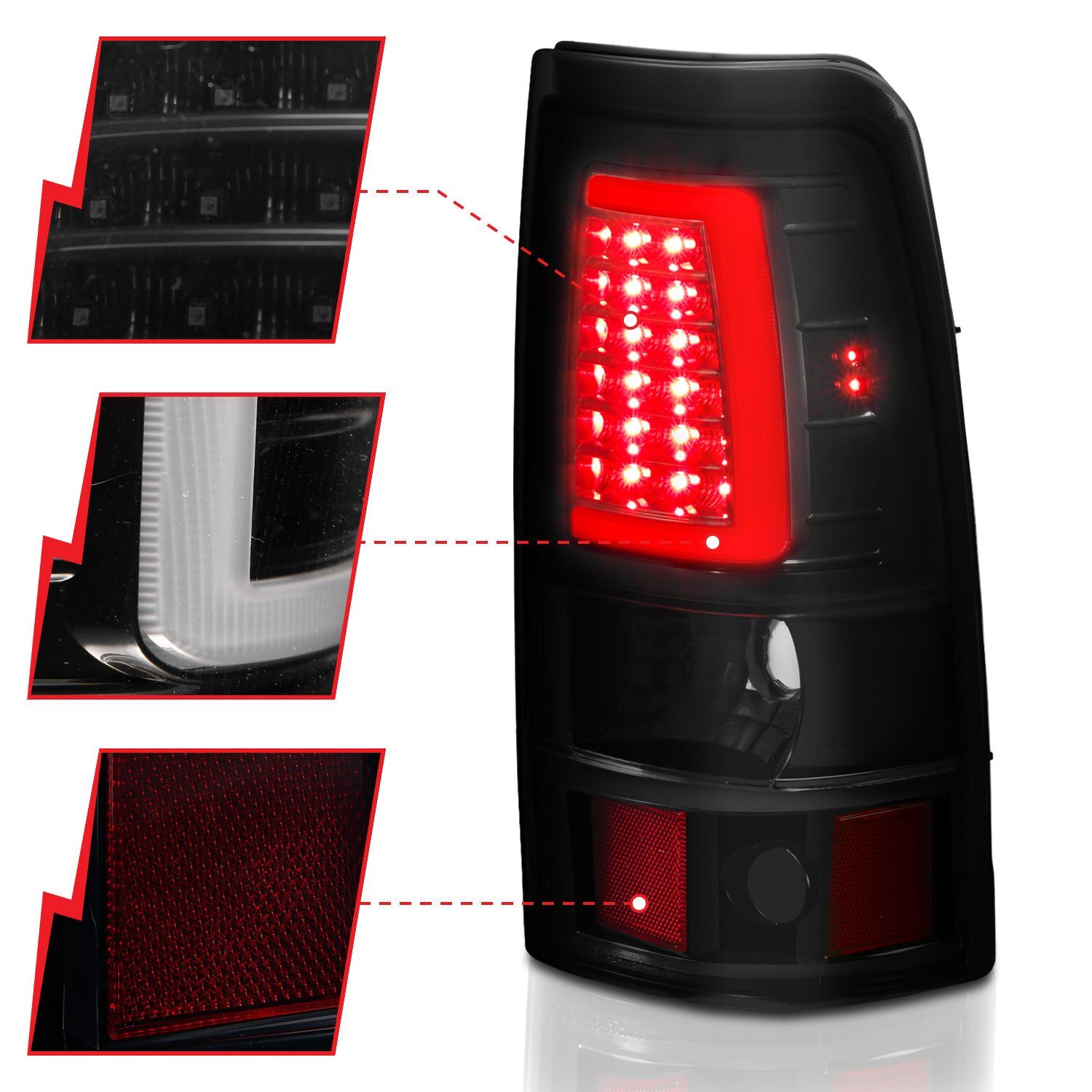 2003-2006 Chevrolet Silverado 1500/2500/3500 Anzo LED Tail Lights Black W/Smoke Lens