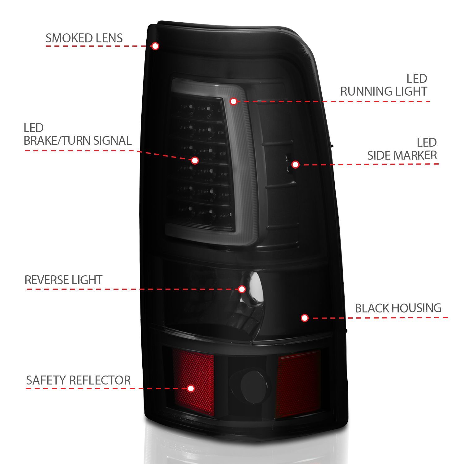 2003-2006 Chevrolet Silverado 1500/2500/3500 Anzo LED Tail Lights Black W/Smoke Lens