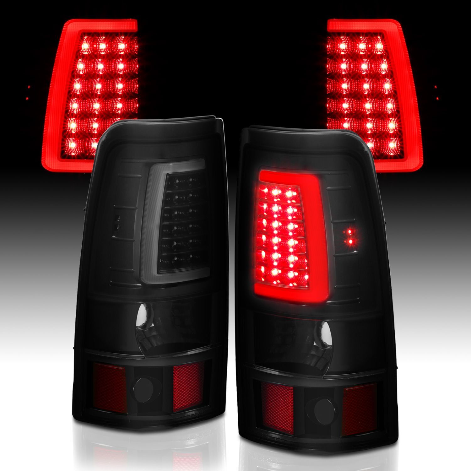 2003-2006 Chevrolet Silverado 1500/2500/3500 Anzo LED Tail Lights Black W/Smoke Lens
