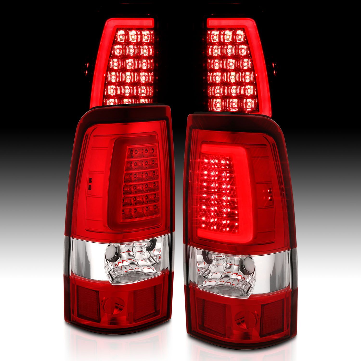 2003-2006 Chevrolet Silverado 1500/2500/3500 Anzo LED Tail Lights Chrome With Red/Clear Lens