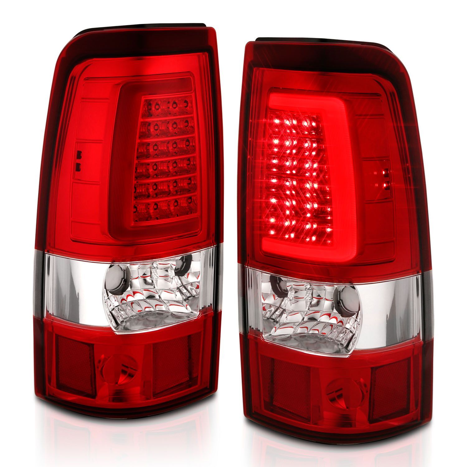 2003-2006 Chevrolet Silverado 1500/2500/3500 Anzo LED Tail Lights Chrome With Red/Clear Lens - 311335