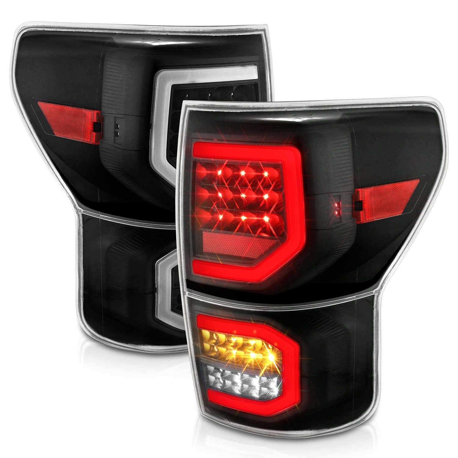2007-2013 Toyota Tundra Anzo LED Tail Lights Black W/Clear Lens - 311336