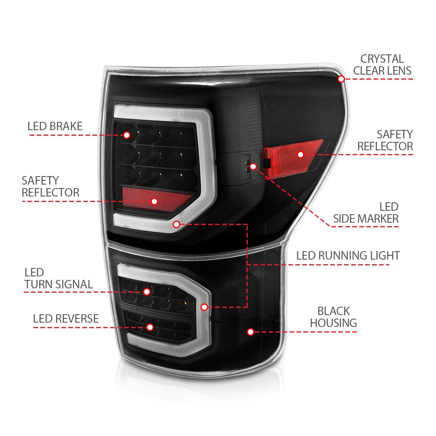 2007-2013 Toyota Tundra Anzo LED Tail Lights Black W/Clear Lens