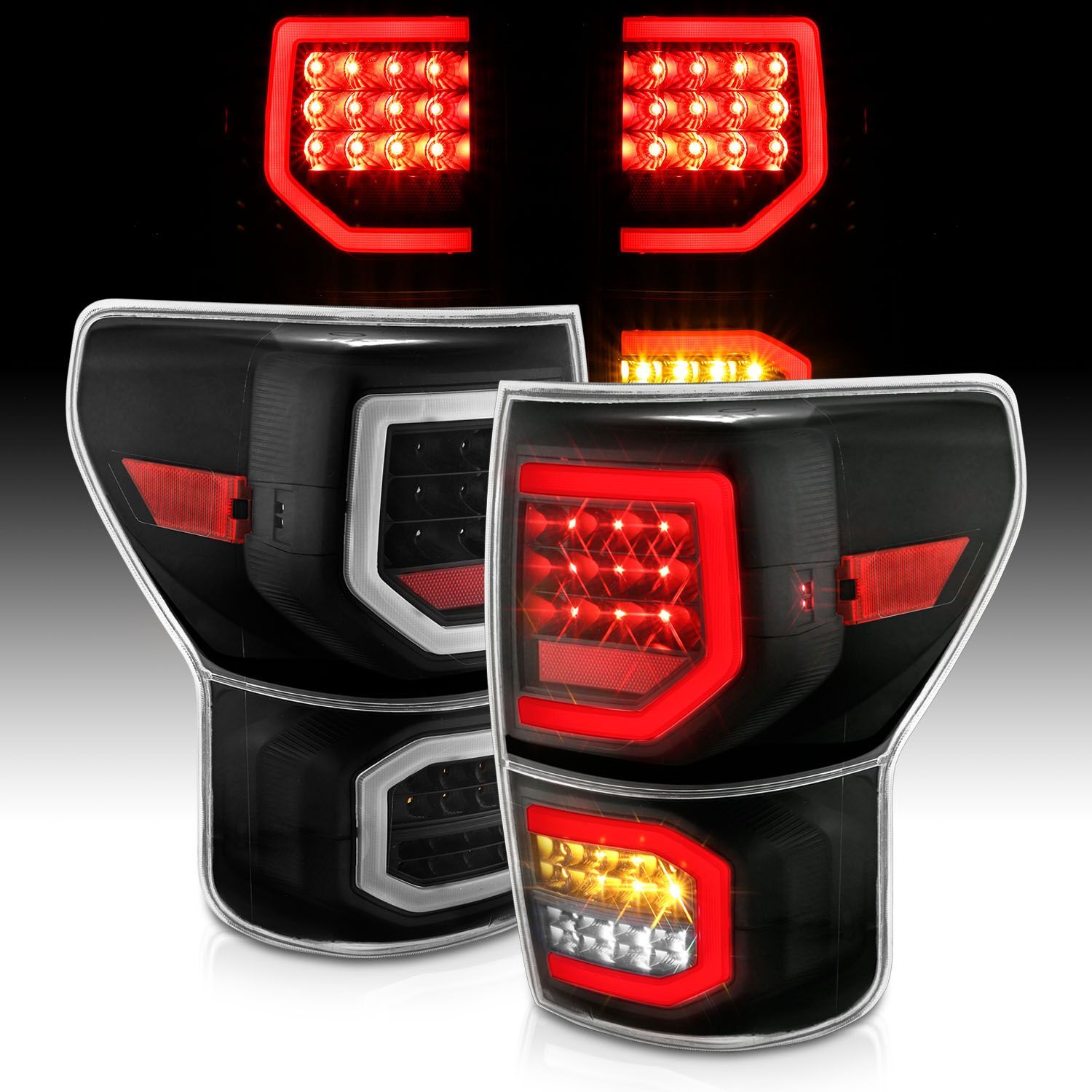 2007-2013 Toyota Tundra Anzo LED Tail Lights Black W/Clear Lens