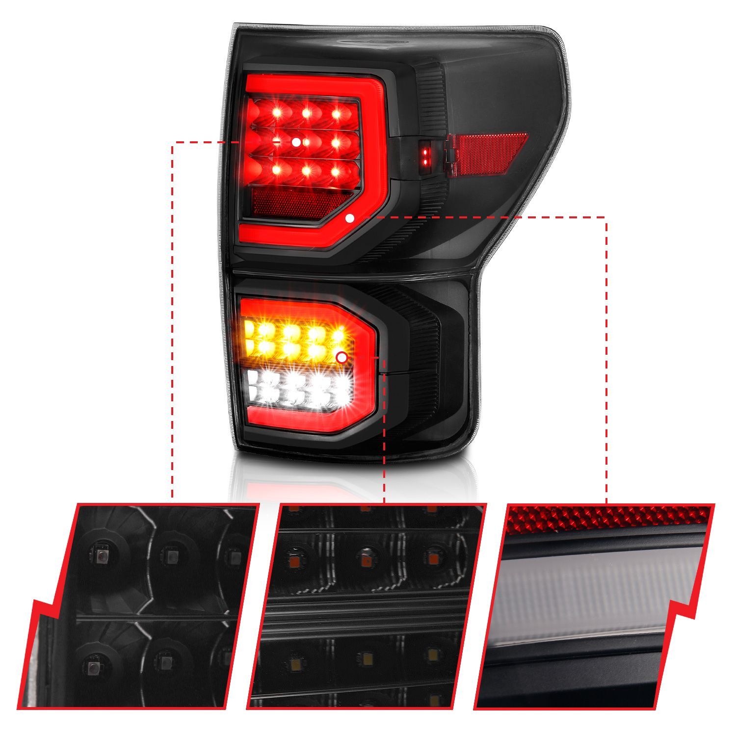 2007-2013 Toyota Tundra Anzo LED Tail Lights Black W/Smoke Lens