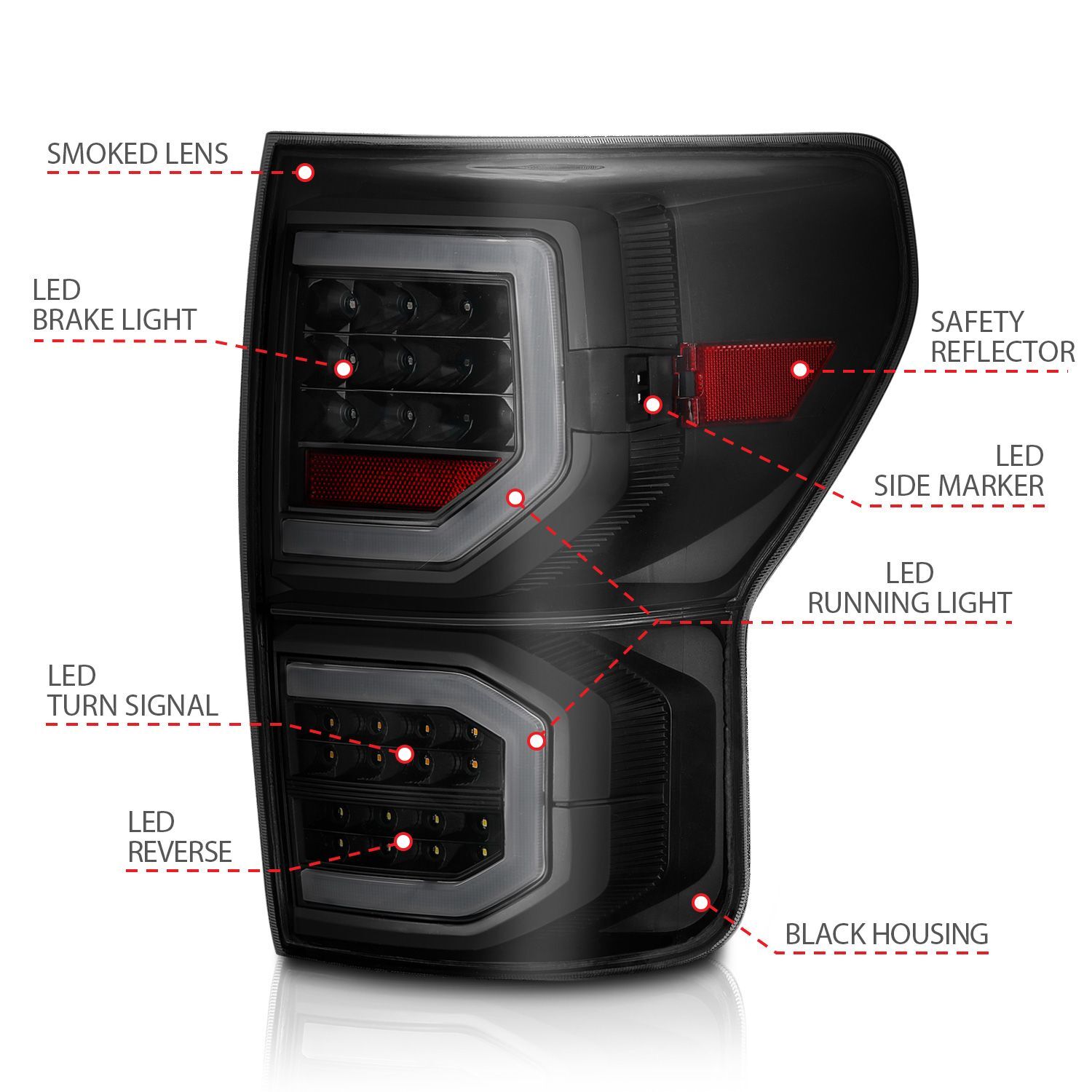 2007-2013 Toyota Tundra Anzo LED Tail Lights Black W/Smoke Lens