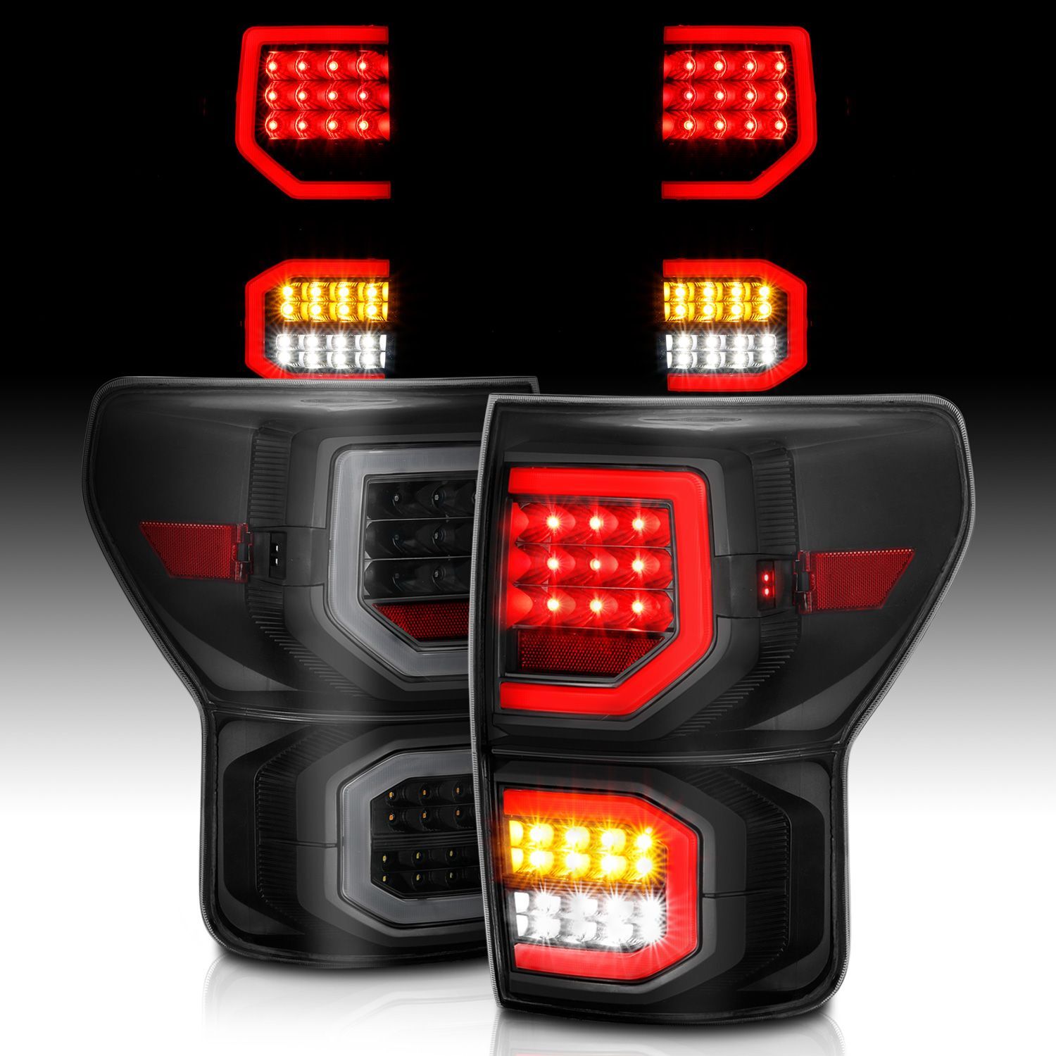 2007-2013 Toyota Tundra Anzo LED Tail Lights Black W/Smoke Lens
