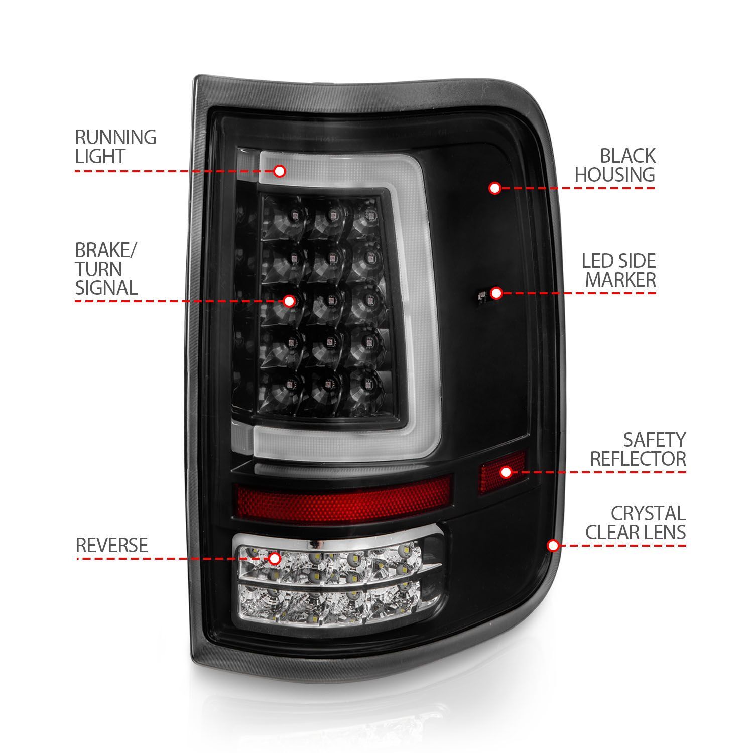 2004-2008 Ford F-150 Anzo LED Tail Lights W/ Light Bar Black Housing Clear Lens