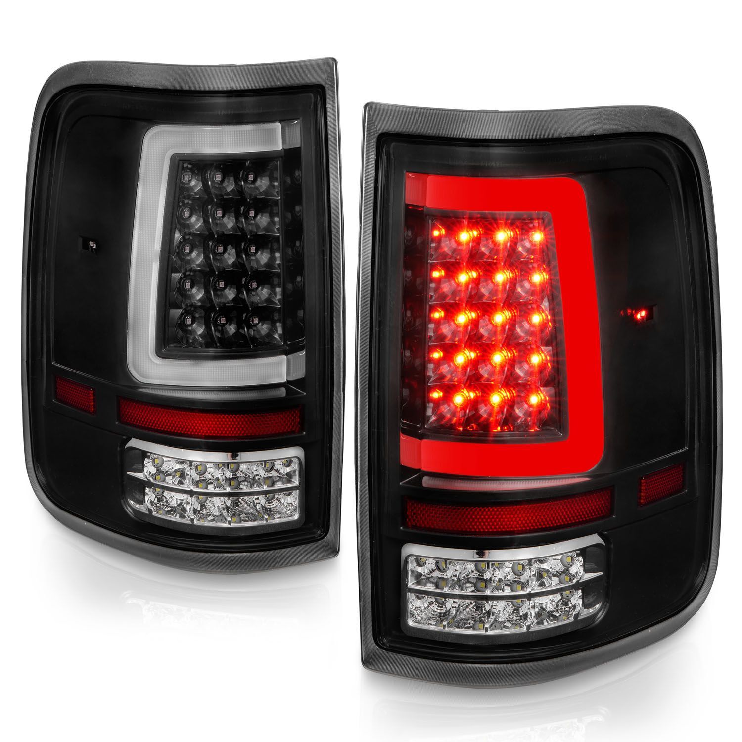 2004-2008 Ford F-150 Anzo LED Tail Lights W/ Light Bar Black Housing Clear Lens - 311342