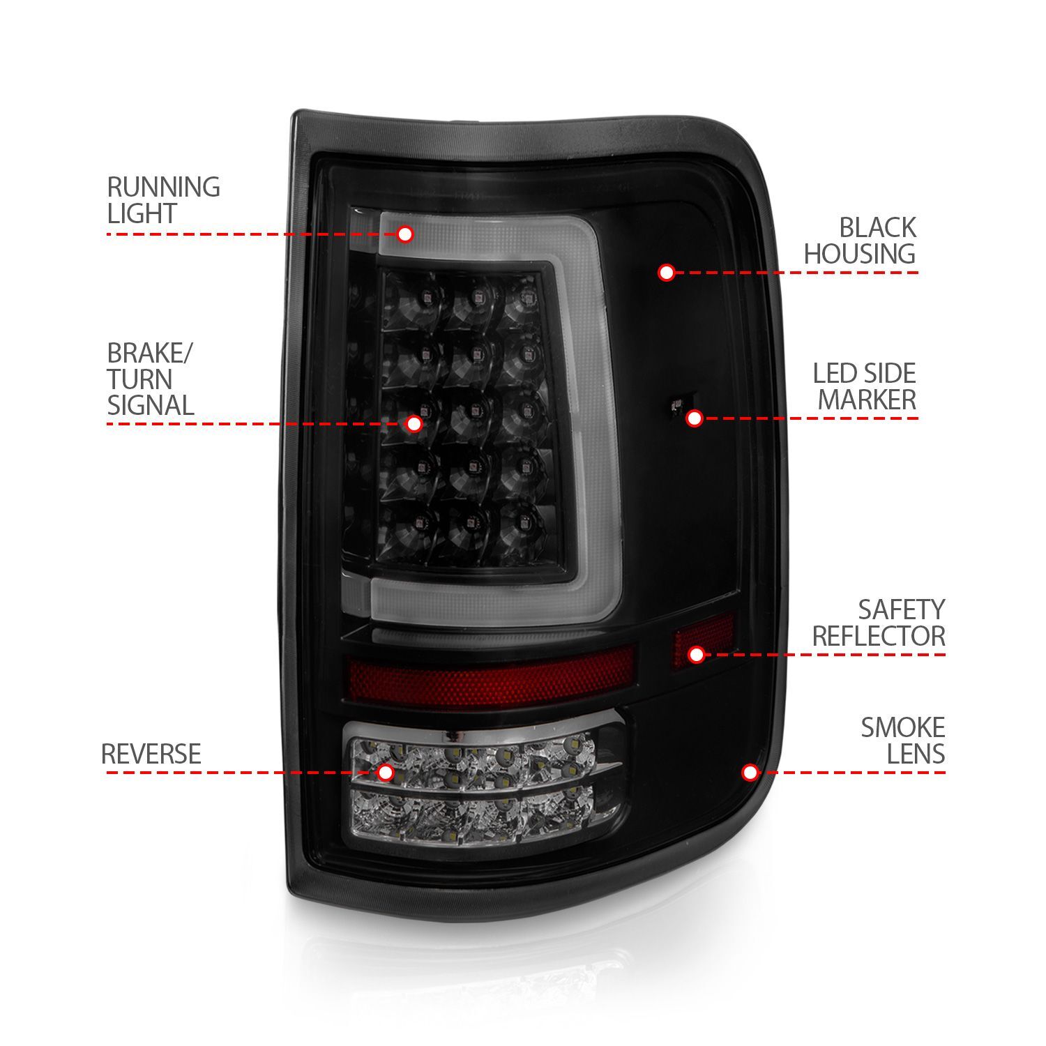 2004-2008 Ford F-150 Anzo LED Tail Lights W/ Light Bar Black Housing Smoke Lens
