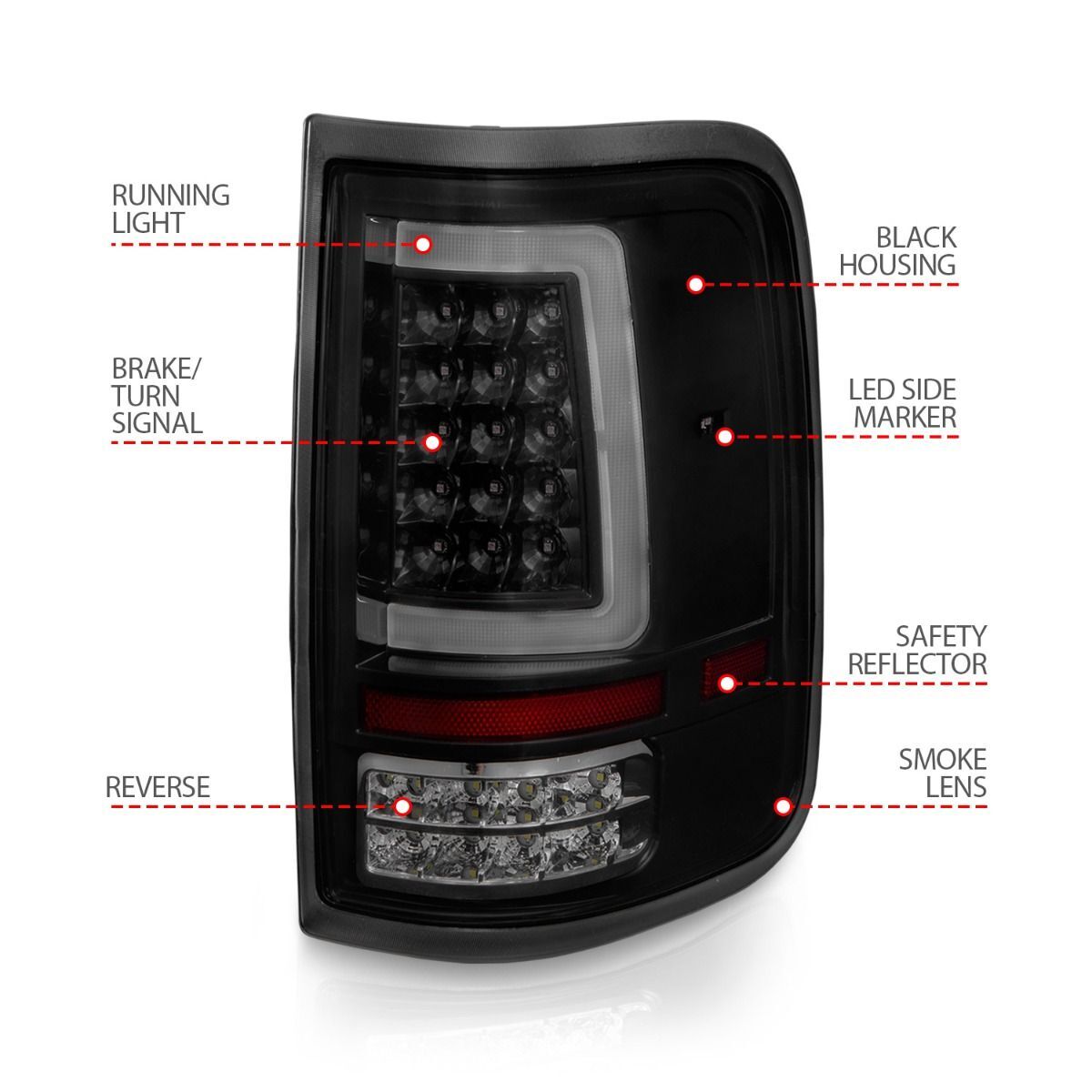 2004-2008 Ford F-150 Anzo LED Tail Lights W/ Light Bar Black Housing Smoke Lens