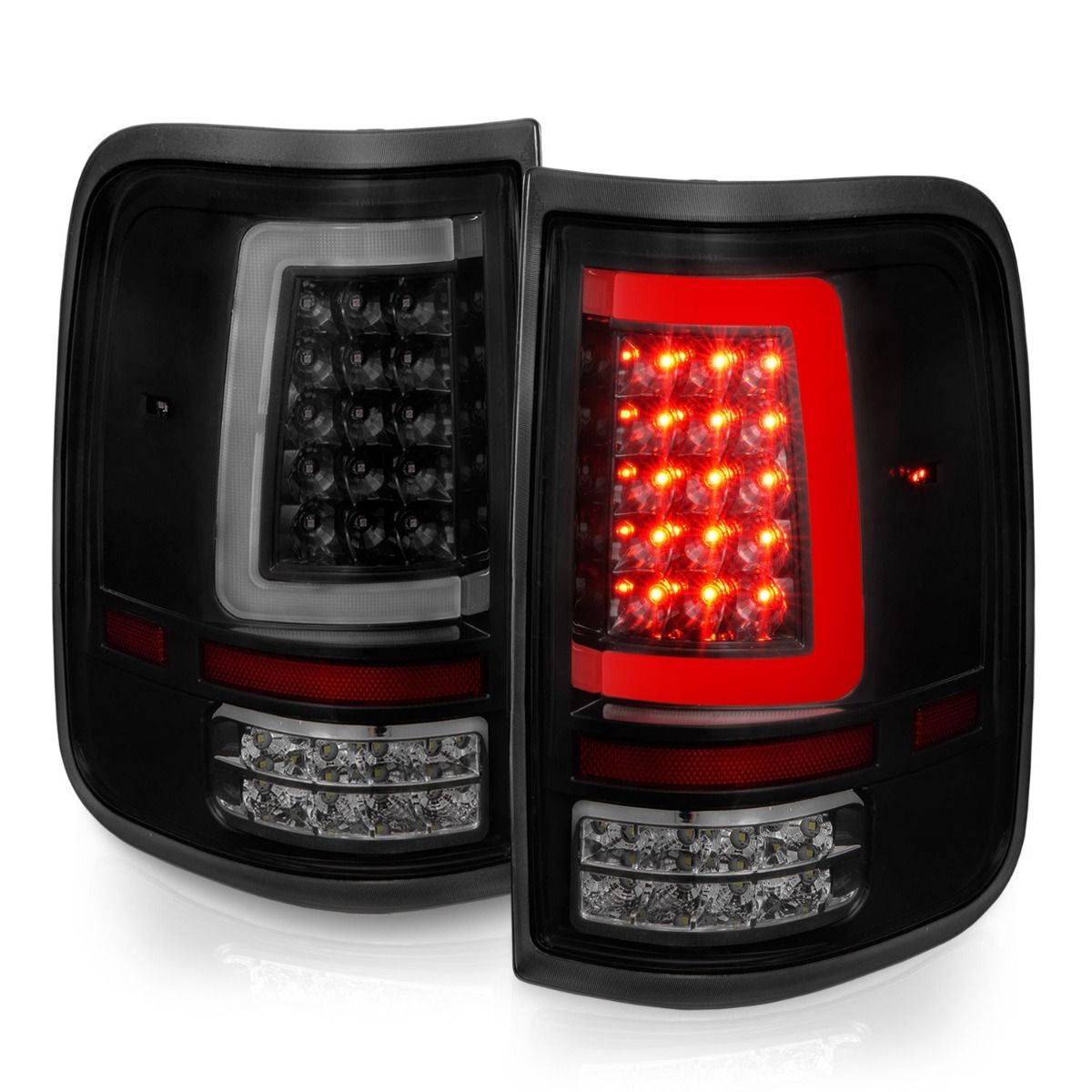 2004-2008 Ford F-150 Anzo LED Tail Lights W/ Light Bar Black Housing Smoke Lens
